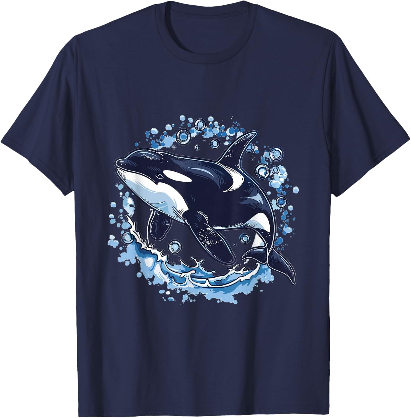 Orca Whale Bubbles Graphic T-Shirt - T-Shirt | Navy