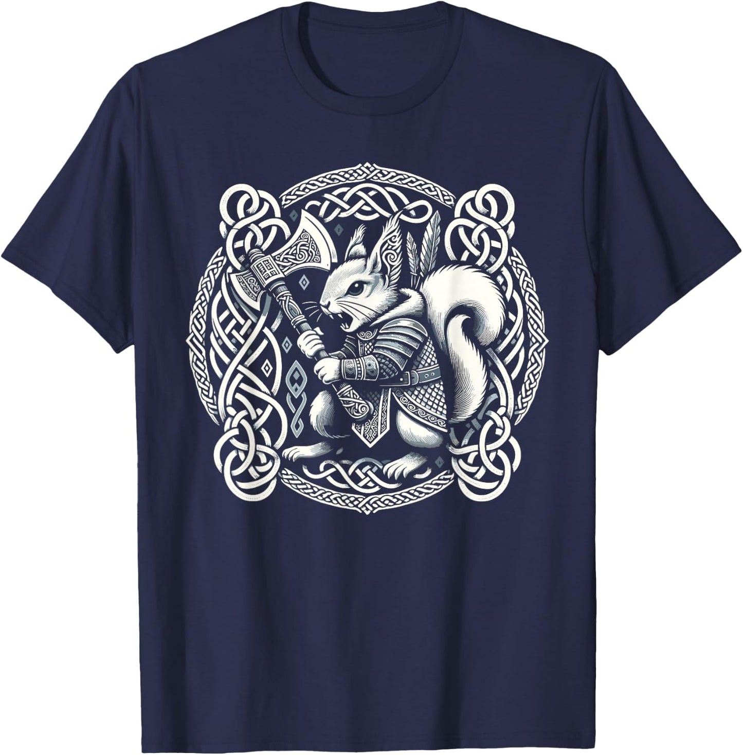 Warrior Squirrel Ratatoskr Borre Style Norse Mythology T-Shirt - T-Shirt | Navy