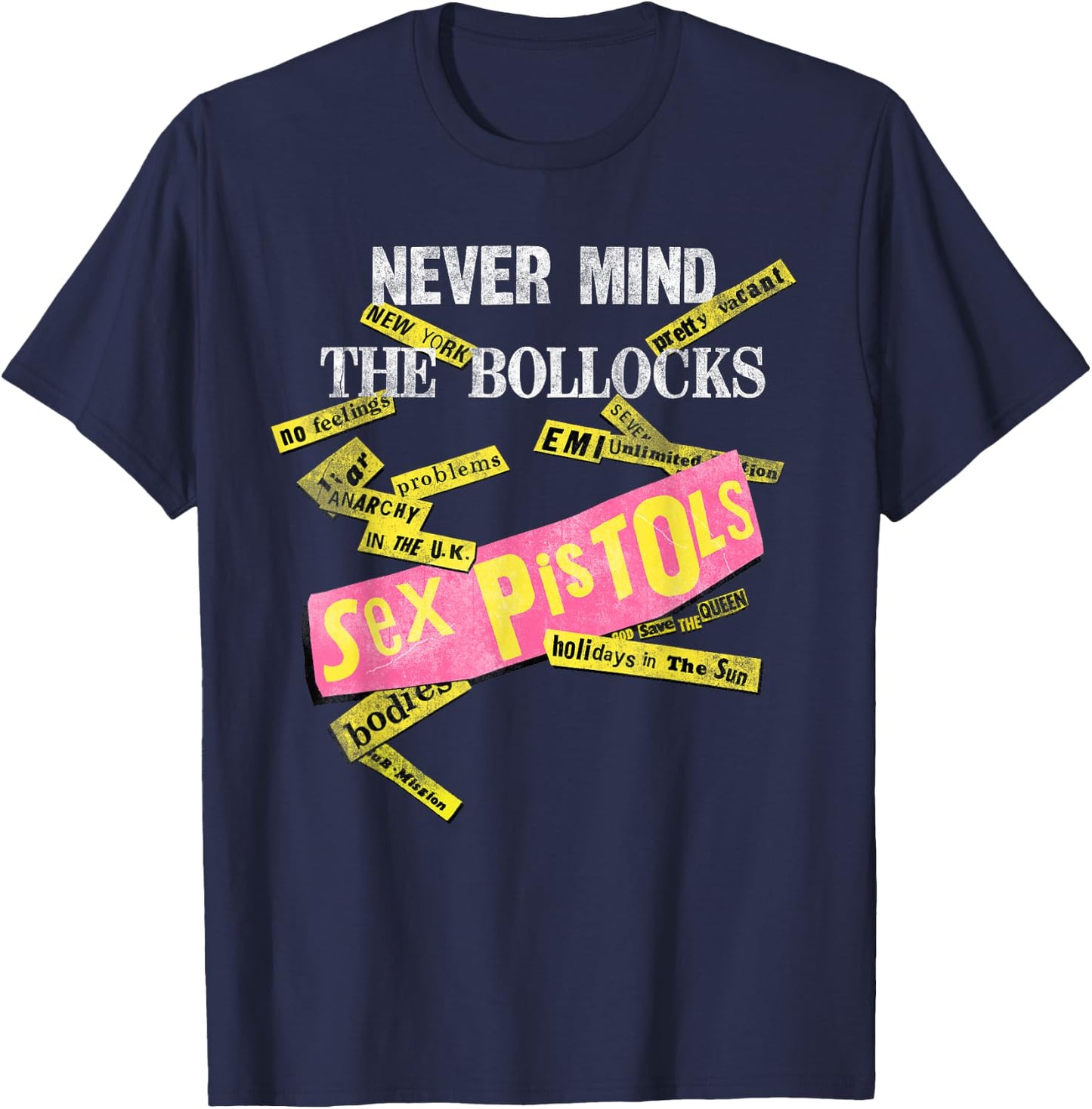 Sex Pistols Official Never Mind The Bollocks Tabs T-Shirt - T-Shirt | Navy