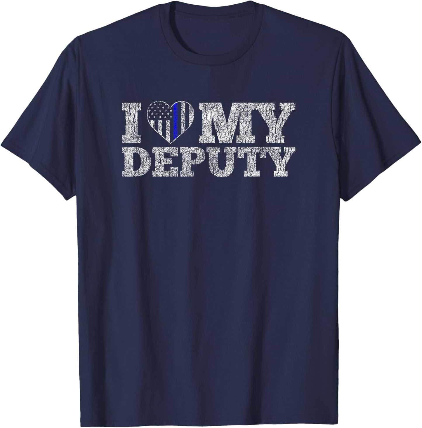 Vintage Retro Love my Deputy Sheriff Wife T-Shirt - T-Shirt | Navy