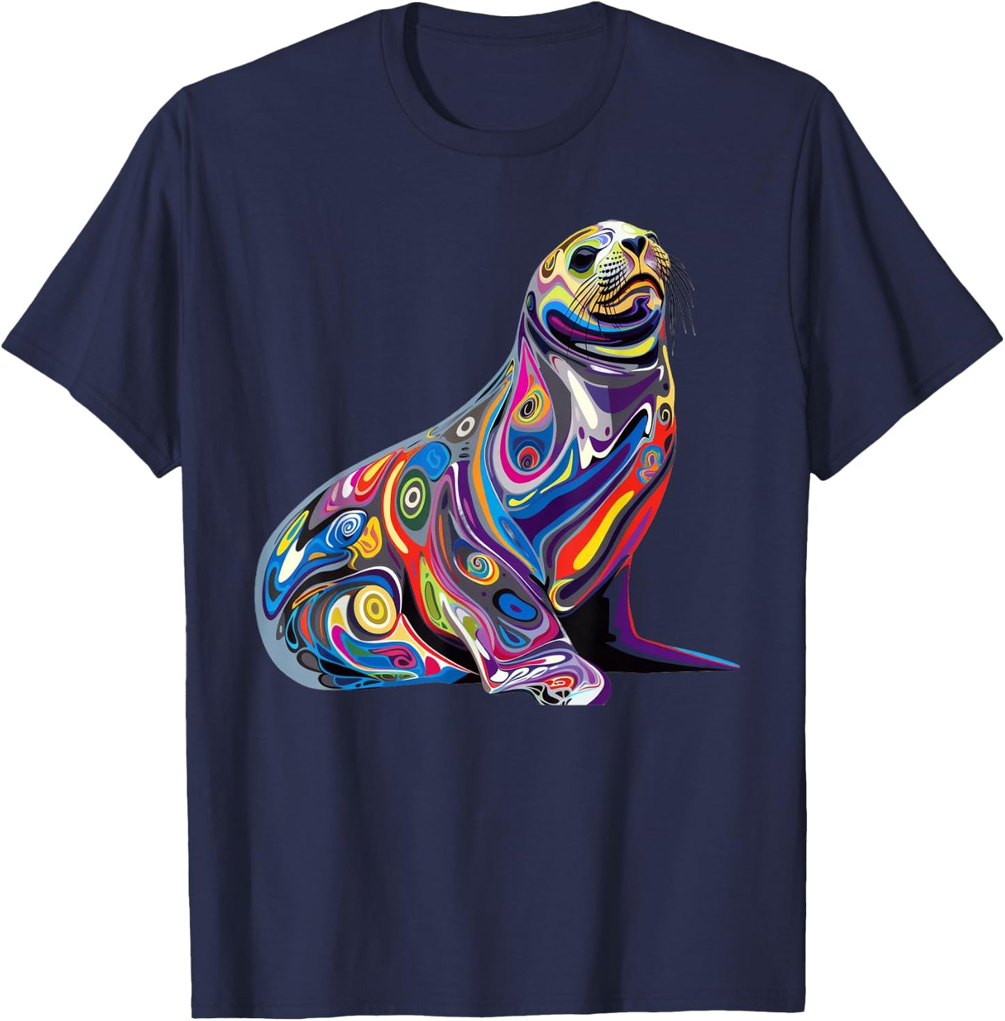 Harp Seal Psychedelic T-Shirt - T-Shirt | Navy