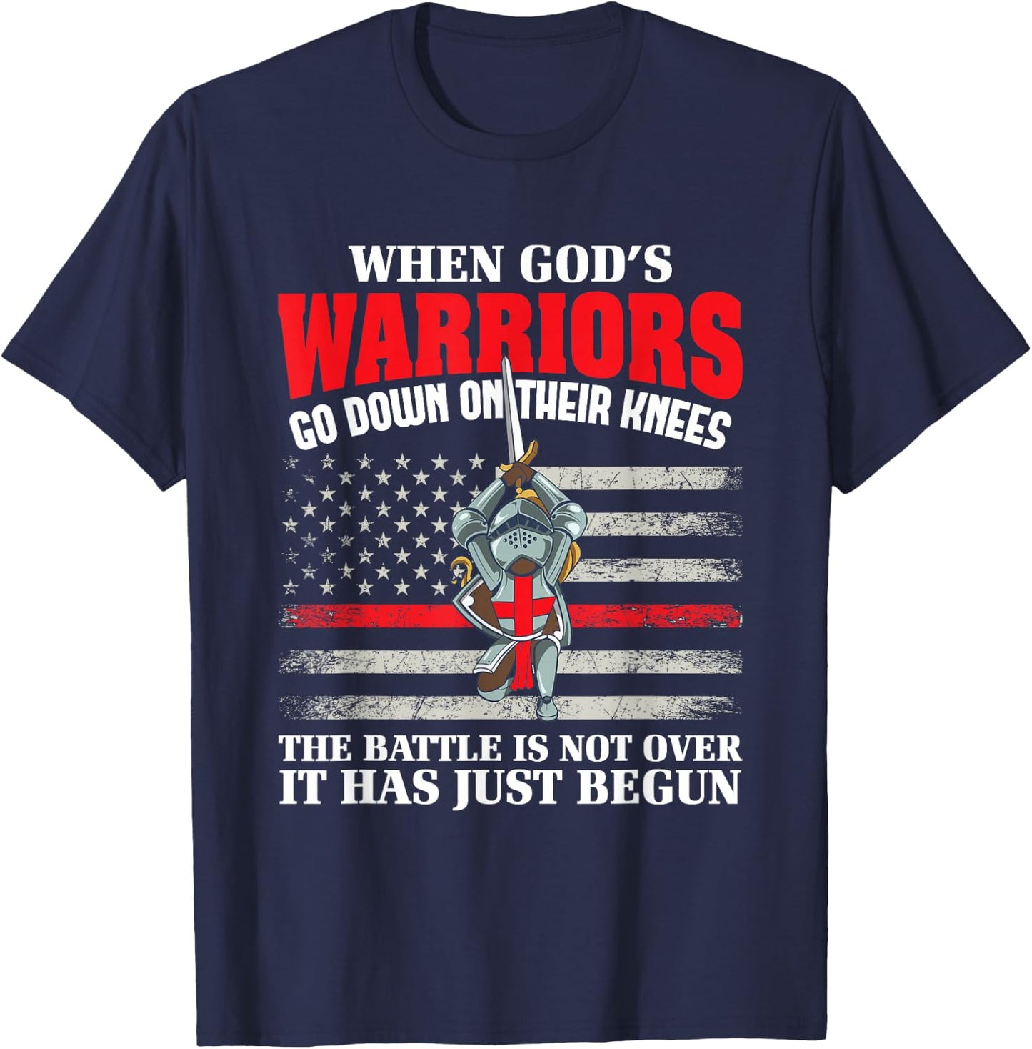 Gods Warrior Christian American Soldier US Flag Bible Prayer T-Shirt - T-Shirt | Navy