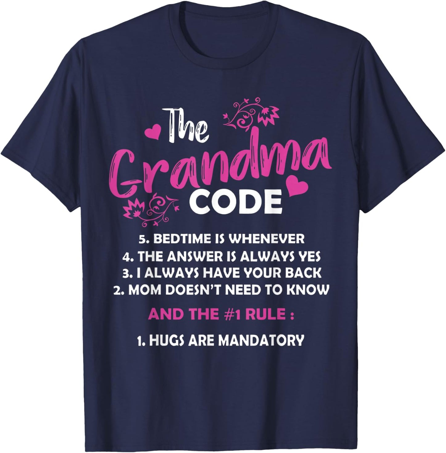 Funny Grandma Grandmother Rules - Women's Classic Fit Black Short Sleeve Cotton Blend - Small T-Shirt - T-Shirt | Navy
