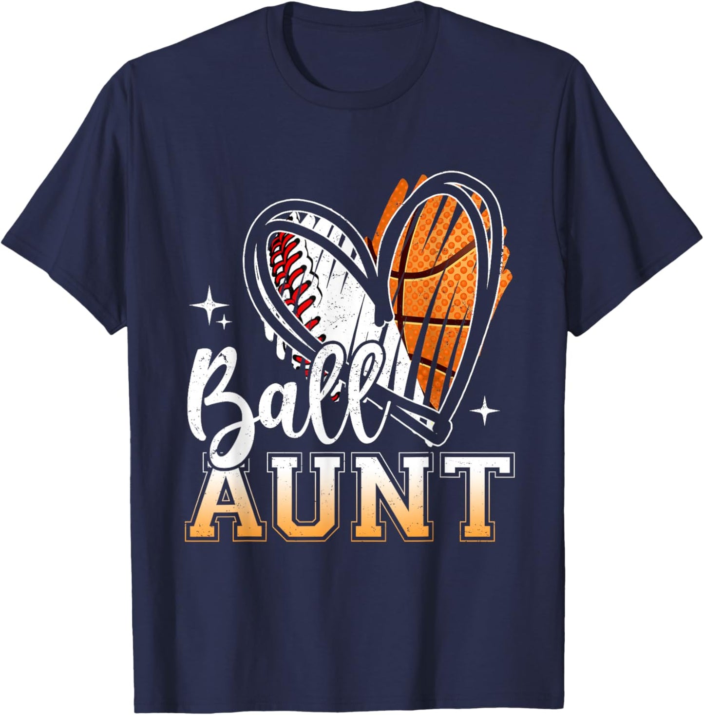 Ball Aunt Baseball Basketball Aunt Mothers Day T-Shirt - T-Shirt | Navy