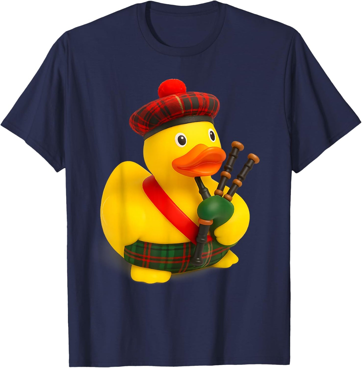 Scottish Bagpiper Rubber Duck Bagpipes T-Shirt - T-Shirt | Navy