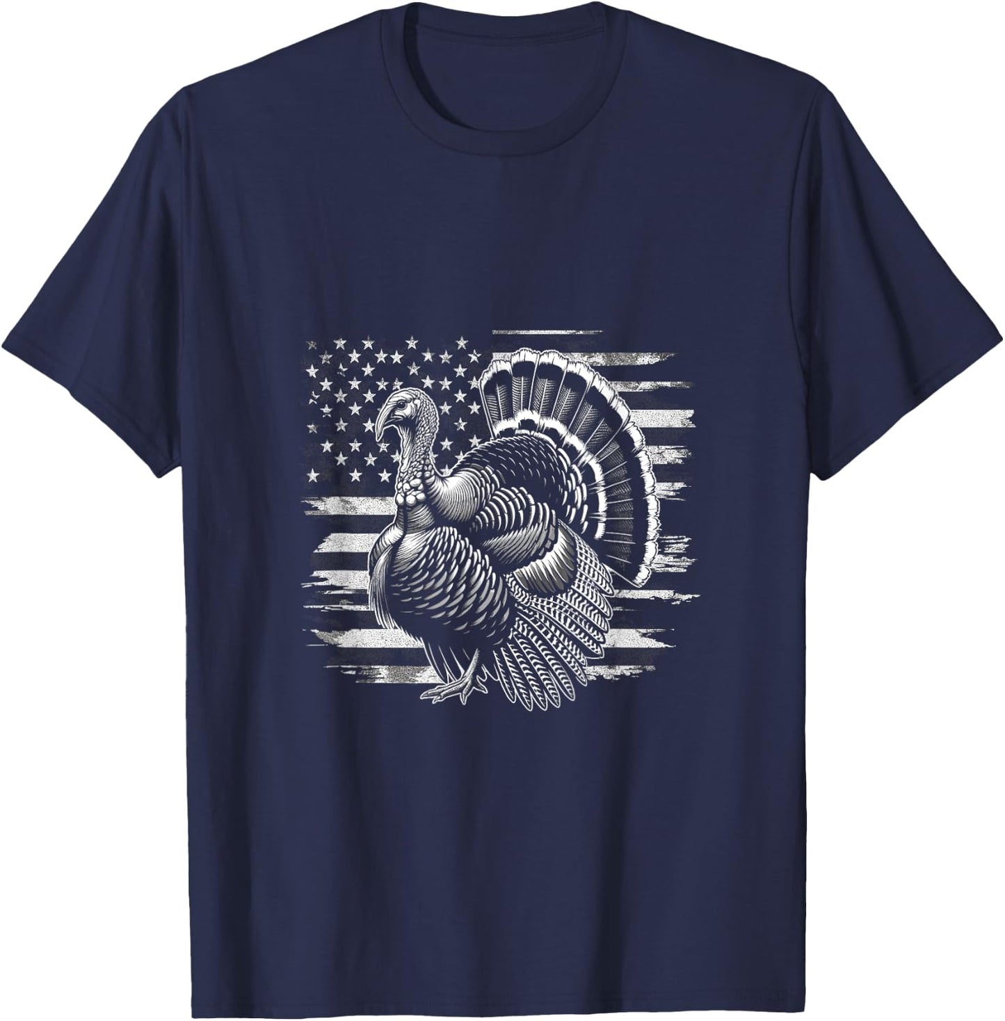 Wild Turkey American Flag USA Flag T-Shirt - T-Shirt | Navy