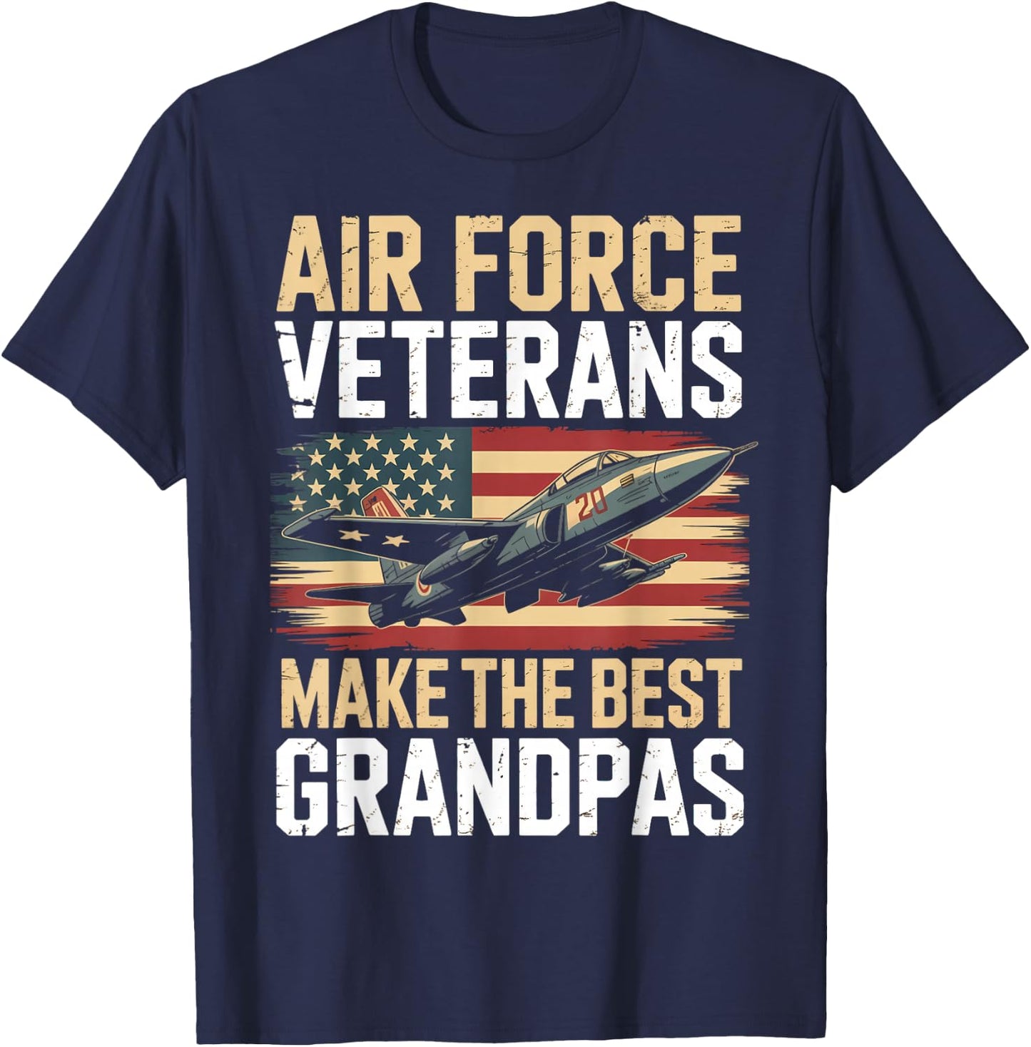 Air Force Grandpa American Patriotic Fighter Pilot Veteran T-Shirt - T-Shirt | Navy