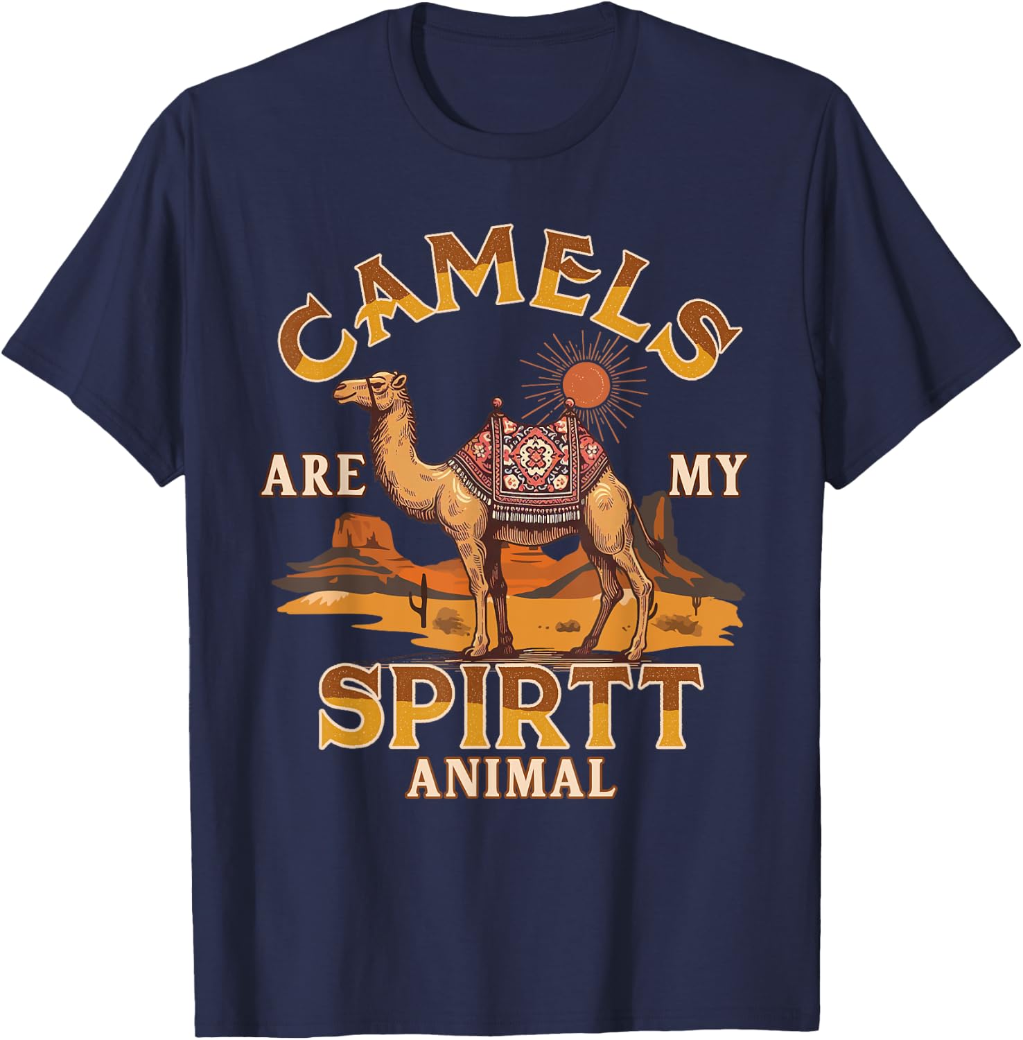Camel Lover Desert Vibes Camels Are My Spirit Animal T-Shirt - T-Shirt | Navy