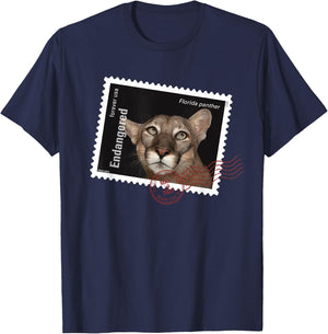 USPS Endangered Species Florida Panther Postmark T-Shirt - T-Shirt | Navy