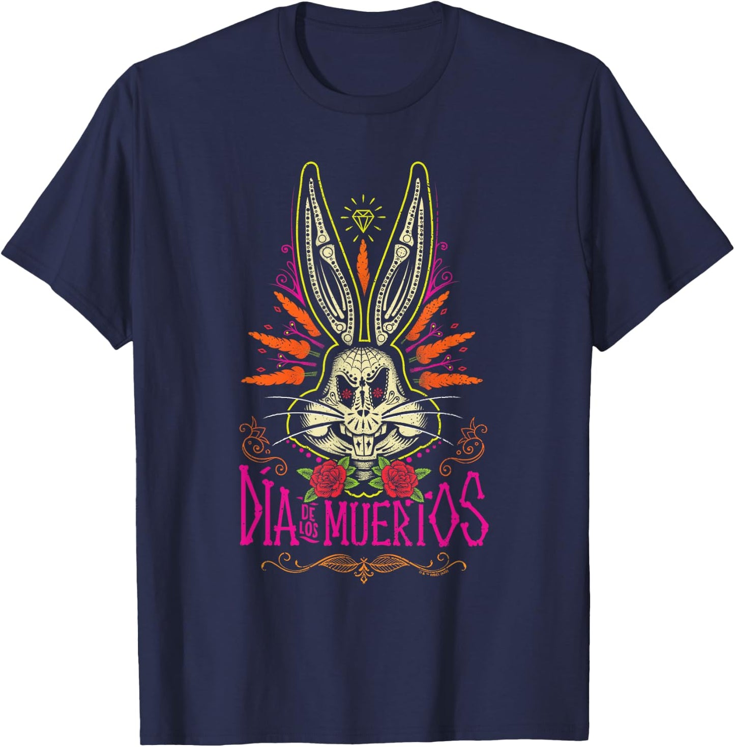 Looney Tunes Dia De Los Muertos Creepy Bugs Bunny Halloween , black, s T-Shirt - T-Shirt | Navy