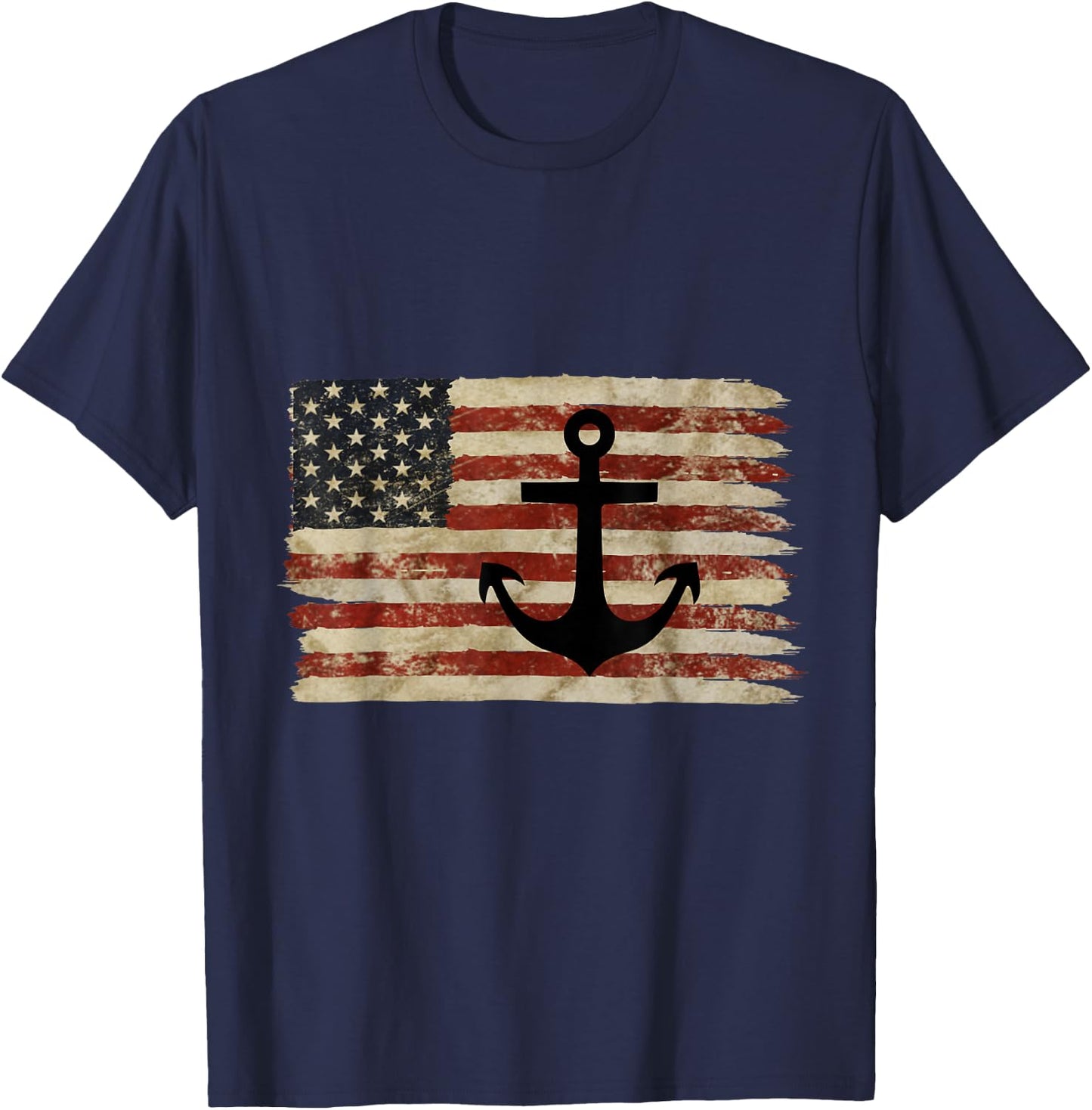 USA American Flag Nautical Anchor Patriotic Sailor Military T-Shirt - T-Shirt | Navy