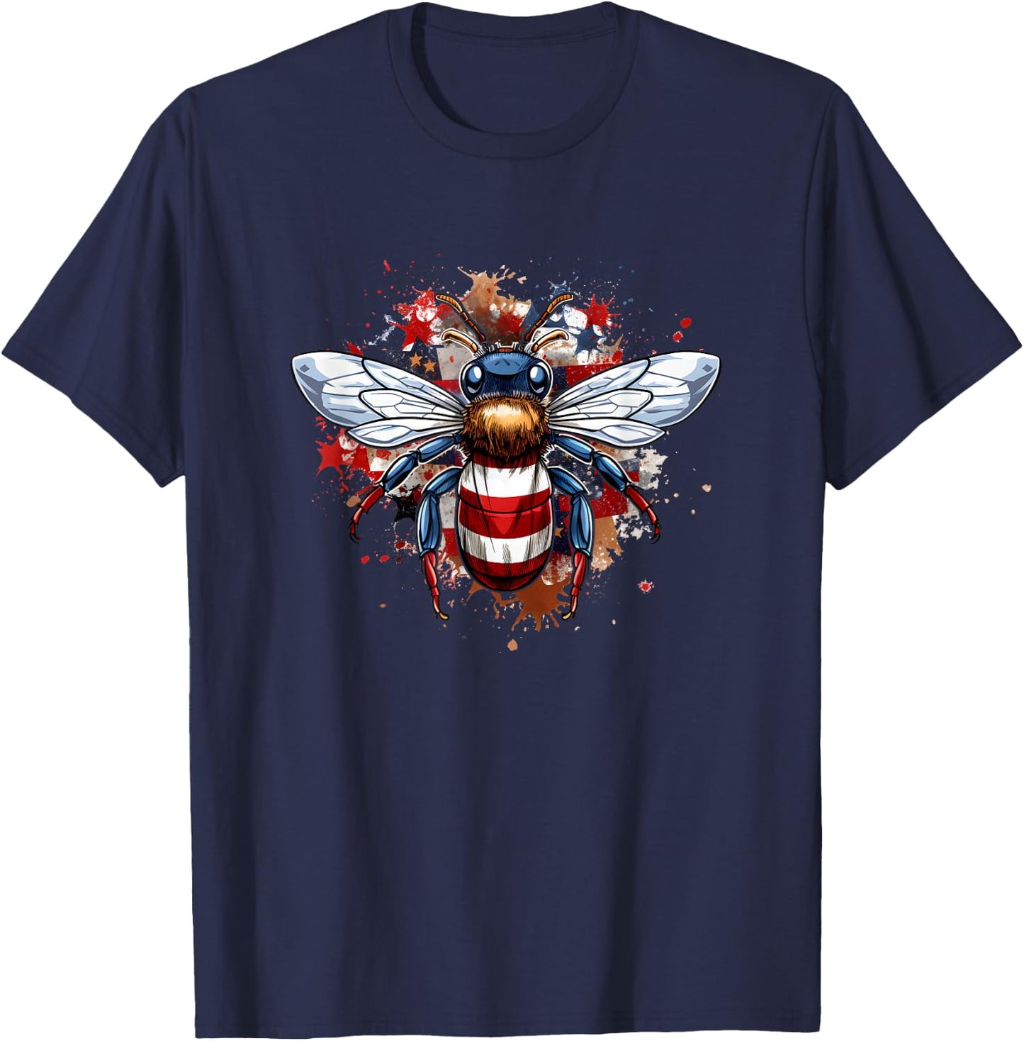 Veterans day, 4th of July patriotic bee usa flag T-Shirt - T-Shirt | Navy