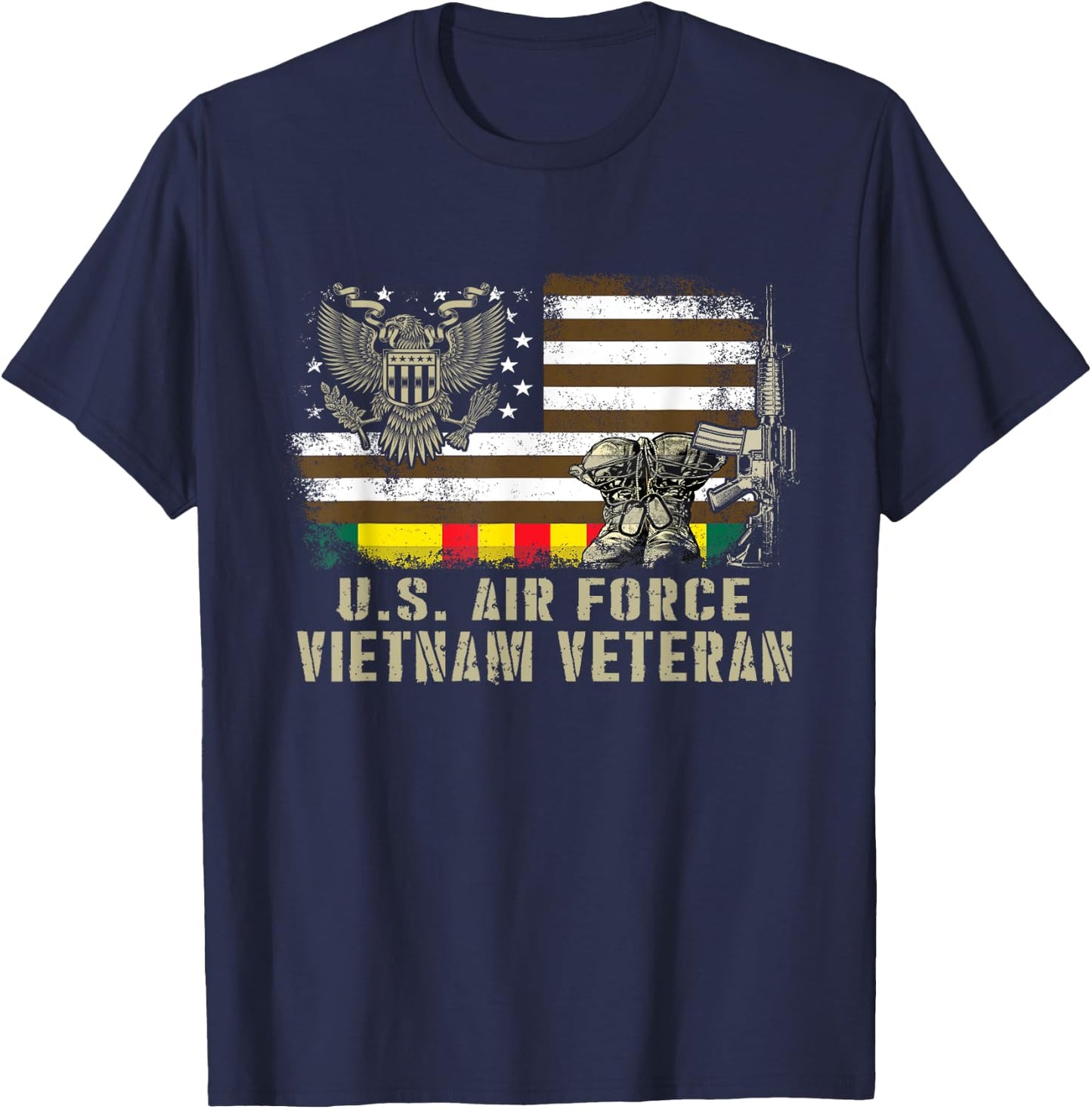 Vintage American Flag Proud U.S. Air Force Vietnam Veteran T-Shirt - T-Shirt | Navy