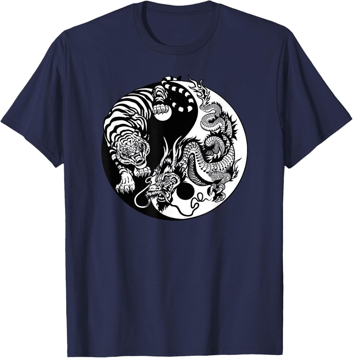 Yin Yang Dragon Tiger T-Shirt - T-Shirt | Navy