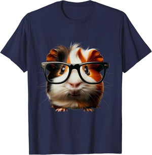 Niedliches Meerschweinchen mit Brillendesign T-Shirt - T-Shirt | Navy
