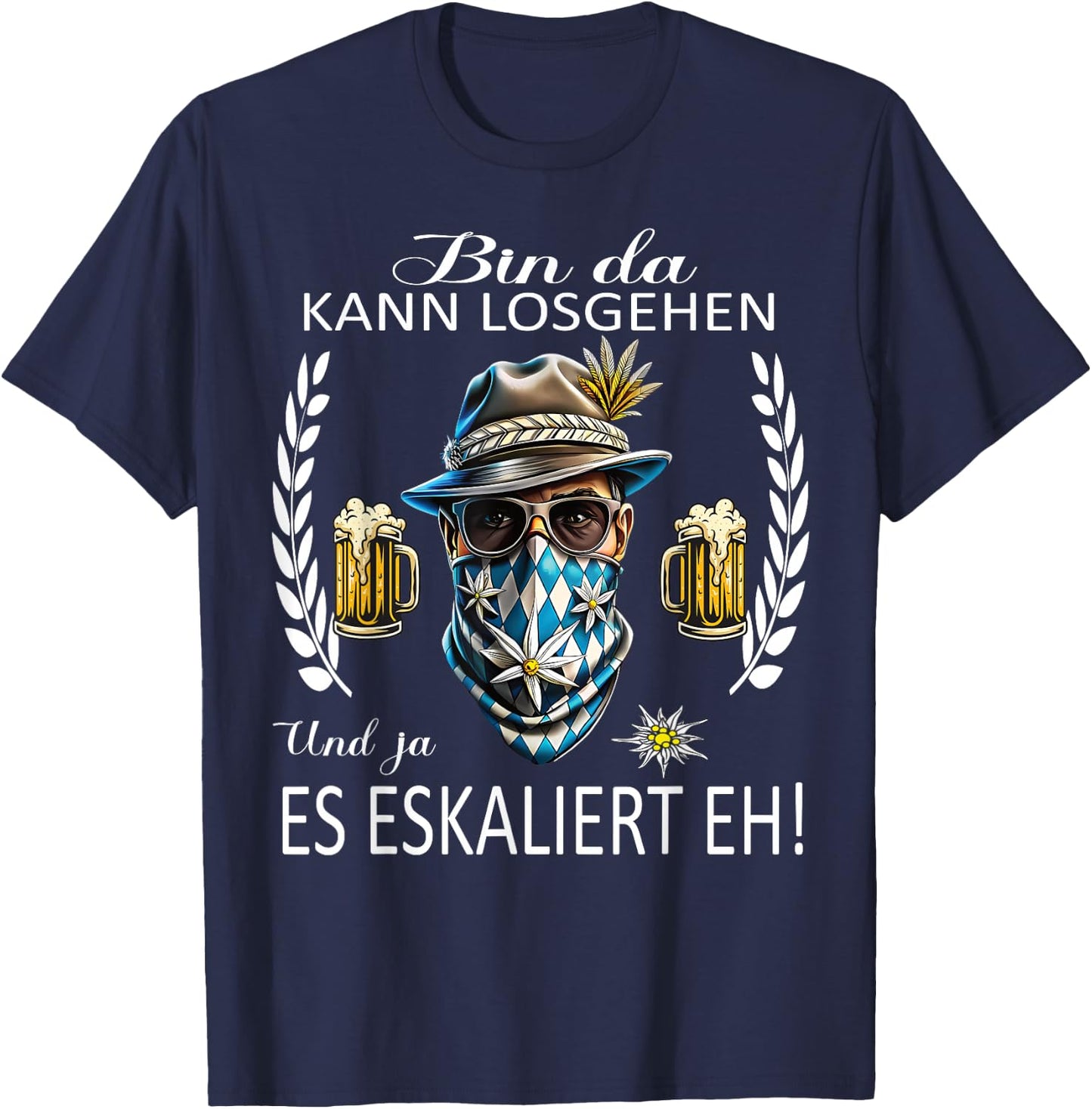 Grantler Trachten Herren Tracht Lausbua passend Oktoberfest T-Shirt - T-Shirt | Navy