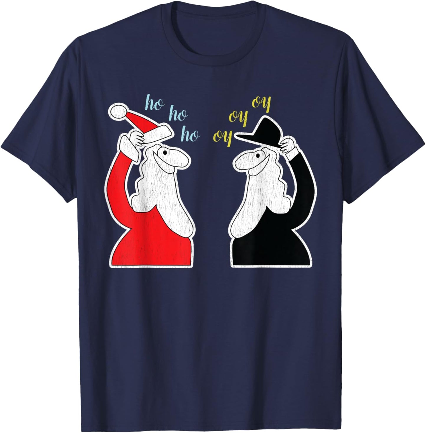 Santa Claus And The Rabbi Funny Christmas T-Shirt - T-Shirt | Navy