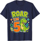 Kids Roar Im 5 Dinosaur Birthday Kids T-Shirt - T-Shirt | Navy