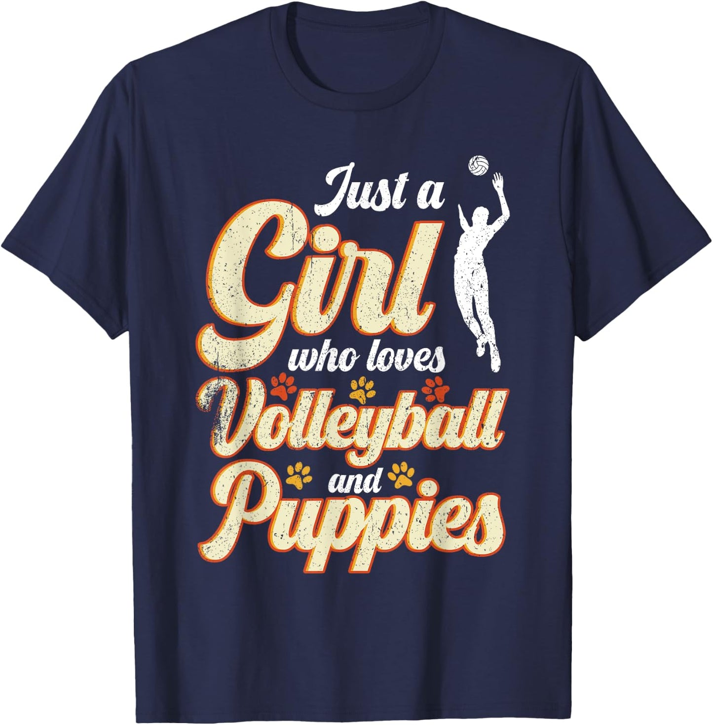Just a Girl who loves Volleyball and Puppies T-Shirt - T-Shirt | Navy
