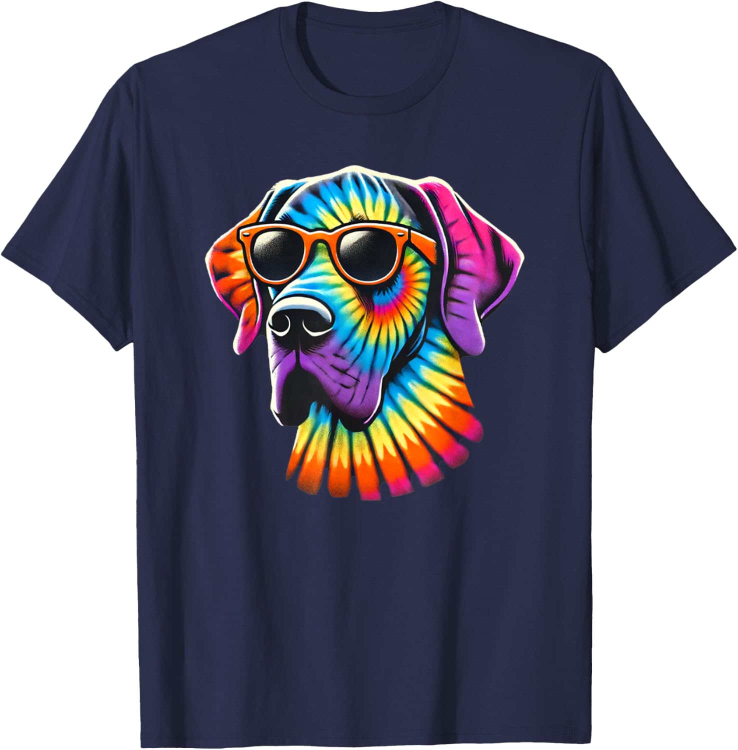 Tie Dye Art Sunglasses Great Dane Mastiff Great Danes T-Shirt - T-Shirt | Navy