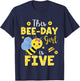 This Bee-Day Girl Is Five 5 Years Old 5th Birthday Kids T-Shirt - T-Shirt | Navy