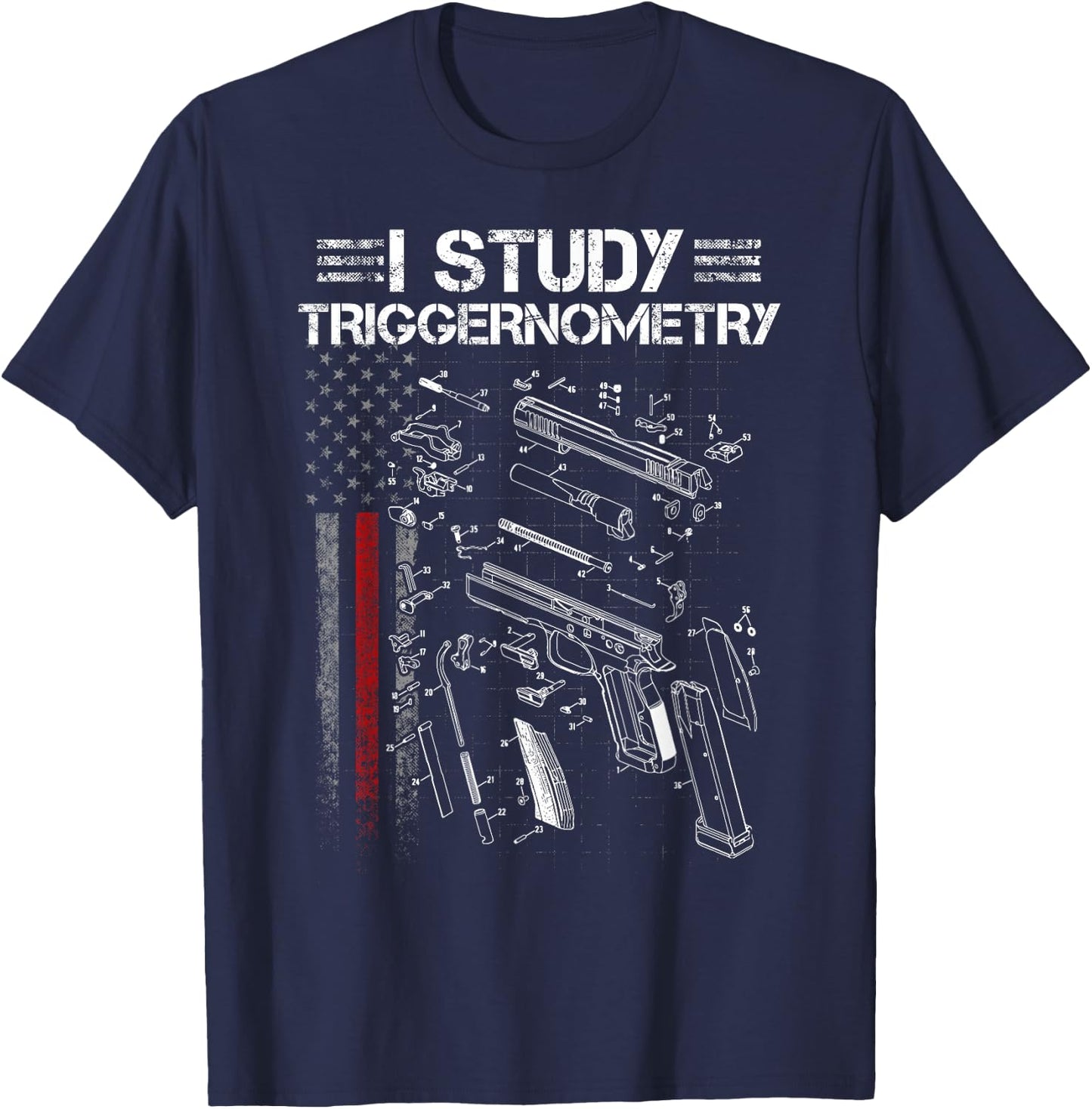 I Study Triggernometry Gun Veteran Christmas T-Shirt - T-Shirt | Navy