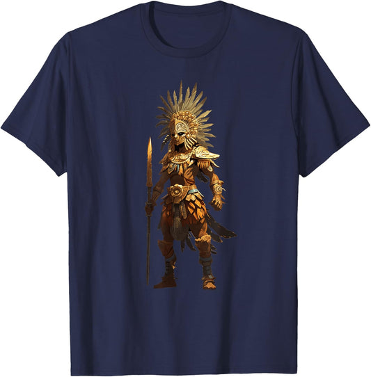 Aztec Jaguar Warrior Native Mexican Mythology Men Women T-Shirt - T-Shirt | Navy