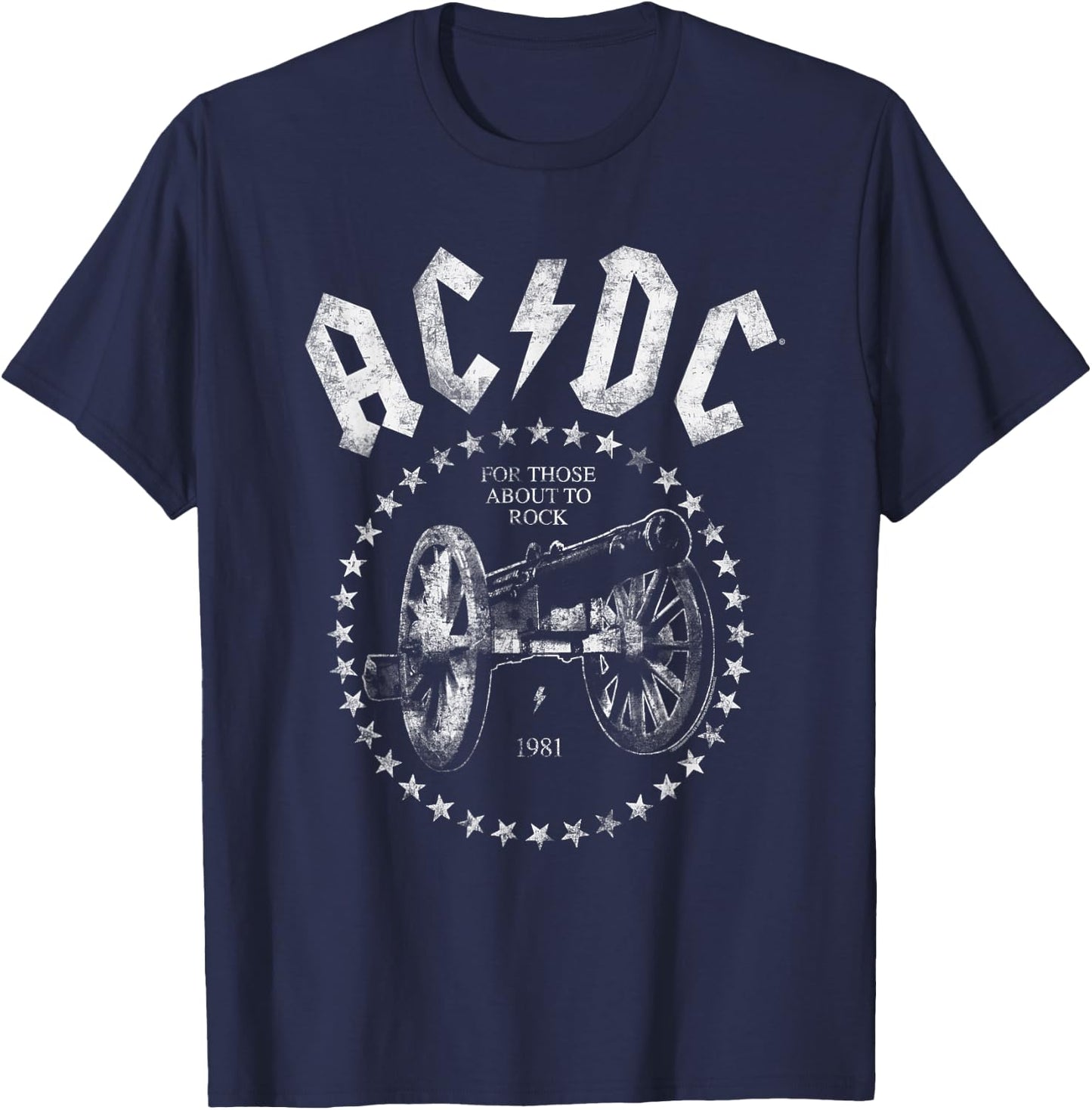 AC/DC For Those About To Rock 1981 Distressed Cannon T-Shirt - T-Shirt | Navy