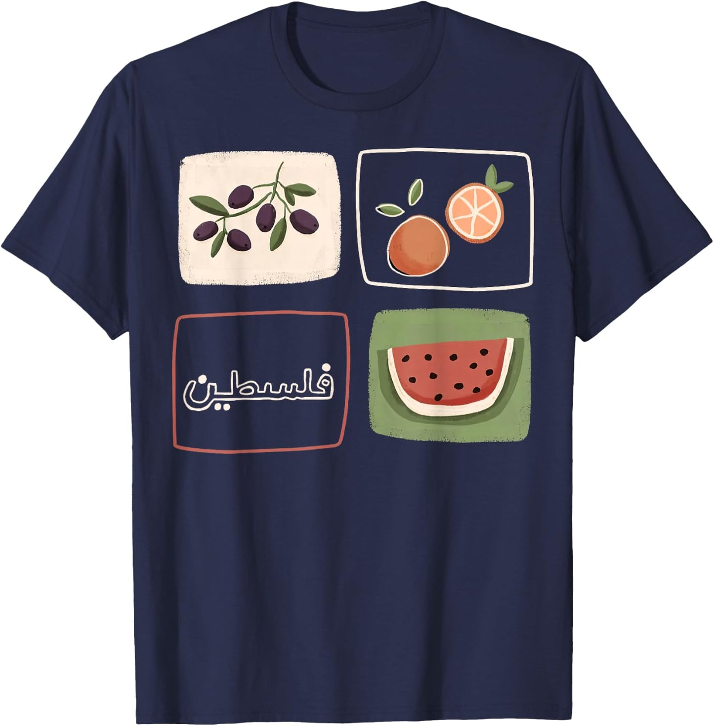 Palästina Oliven Wassermelone Orange Falasteen Palästinenser T-Shirt - T-Shirt | Navy