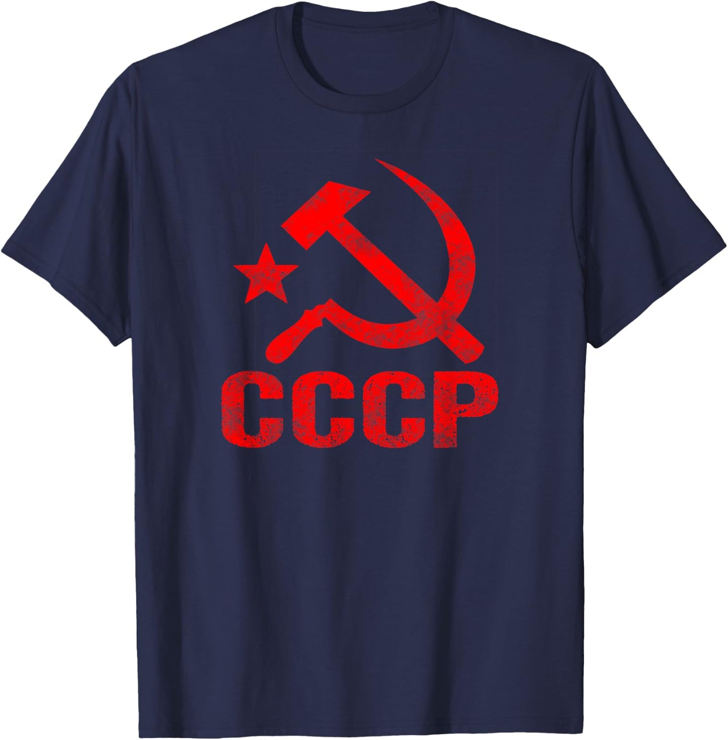 Hammer and sickle of Communist CCCP of Soviet Russia. , Black T-Shirt - T-Shirt | Navy