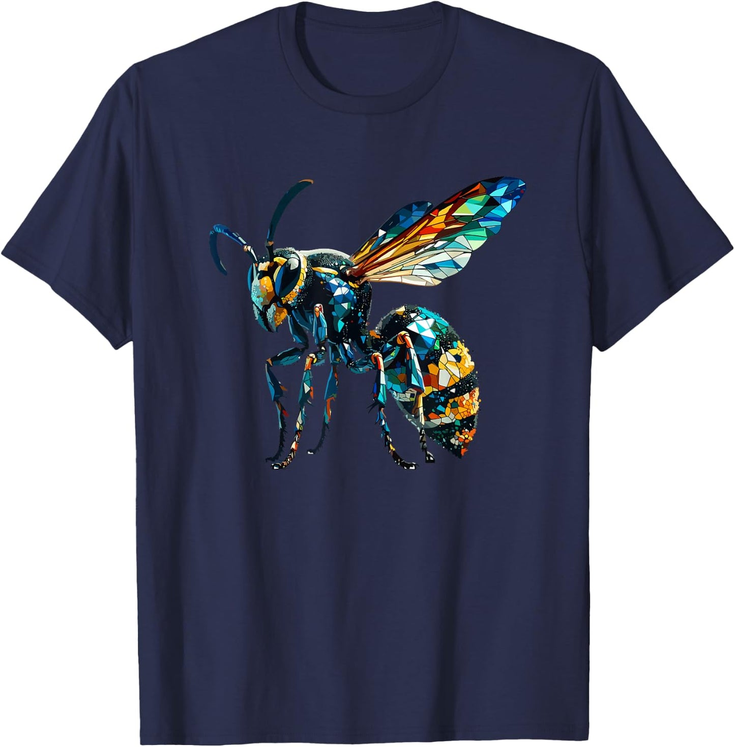 Polygon Art Wasp Wasps T-Shirt - T-Shirt | Navy