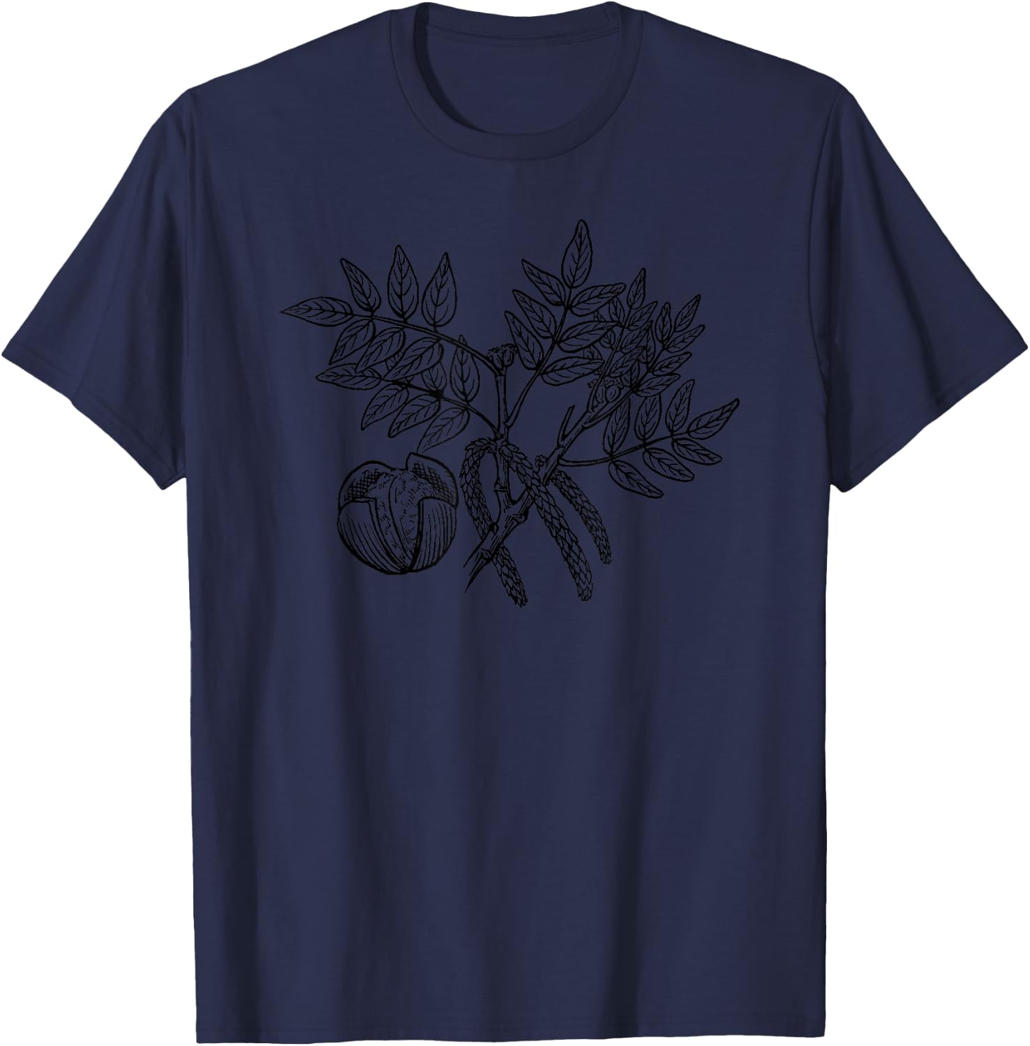 Walnut Nut Walnut Tree Leaves Botanist T-Shirt - T-Shirt | Navy