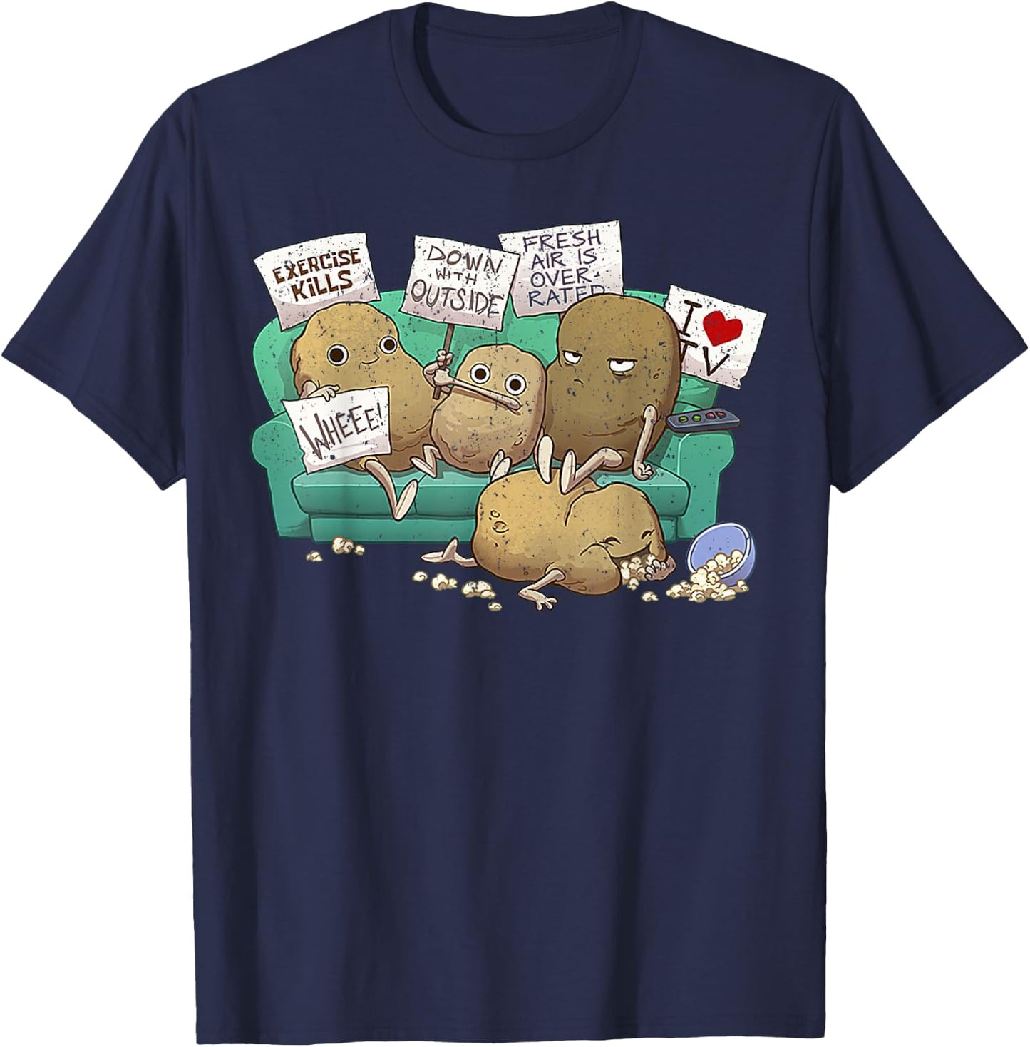 Vintage Couch Potato Club T-Shirt - T-Shirt | Navy