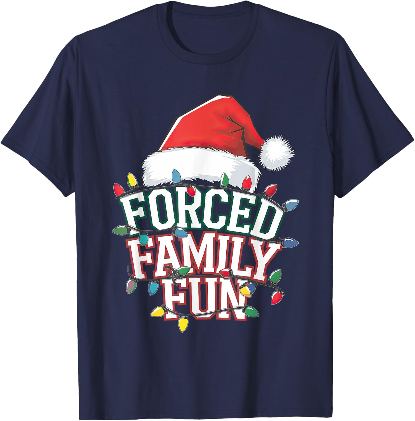 Forced Family Fun Christmas - Black Adults Small Short Sleeve T-Shirt - T-Shirt | Navy