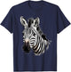 Zebra Portrait Drawing Wildlife Animal Print Nature Motif T-Shirt - T-Shirt | Navy