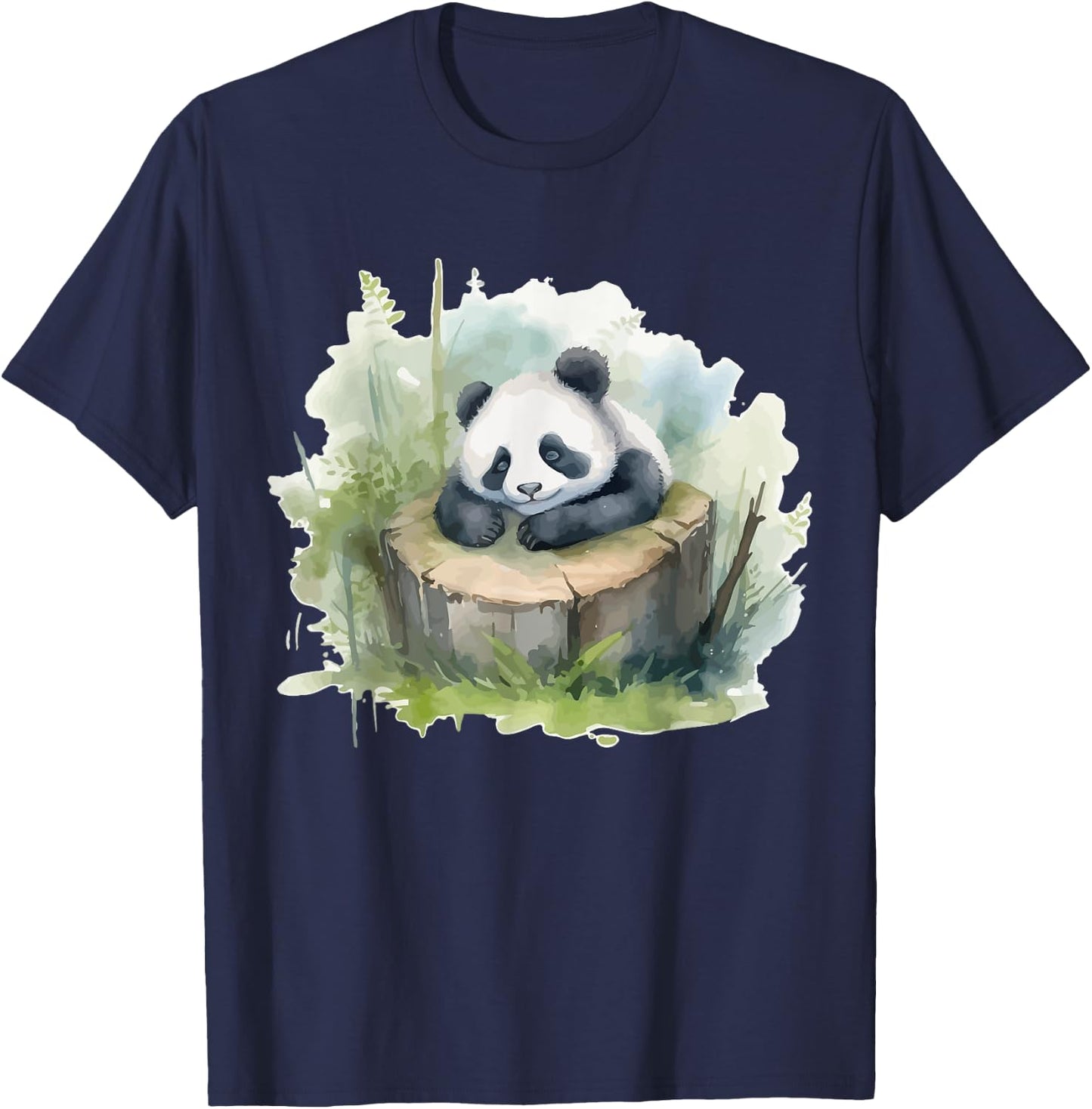 Watercolor Panda T-Shirt - T-Shirt | Navy