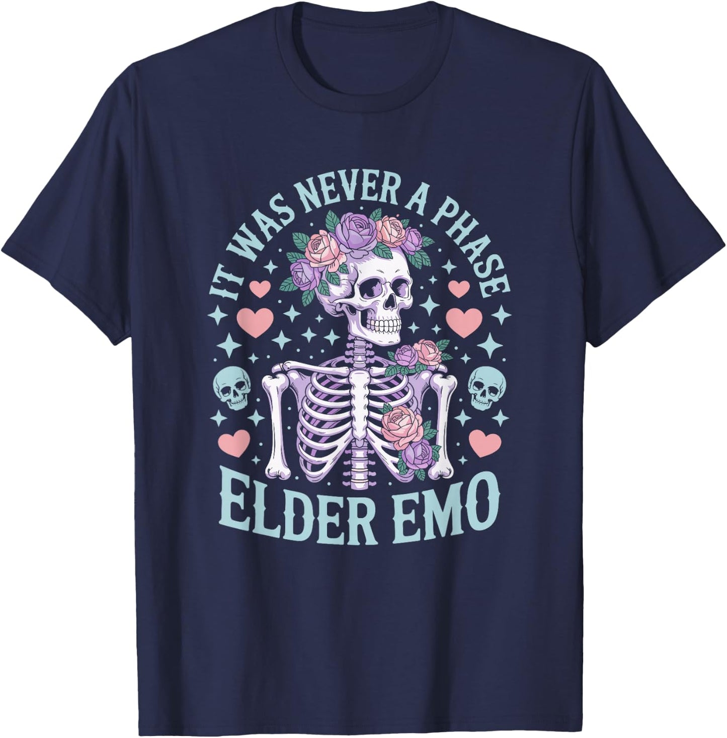 Elder Emo Club It was Never A Phase Sarcastic Millennial Pun T-Shirt - T-Shirt | Navy