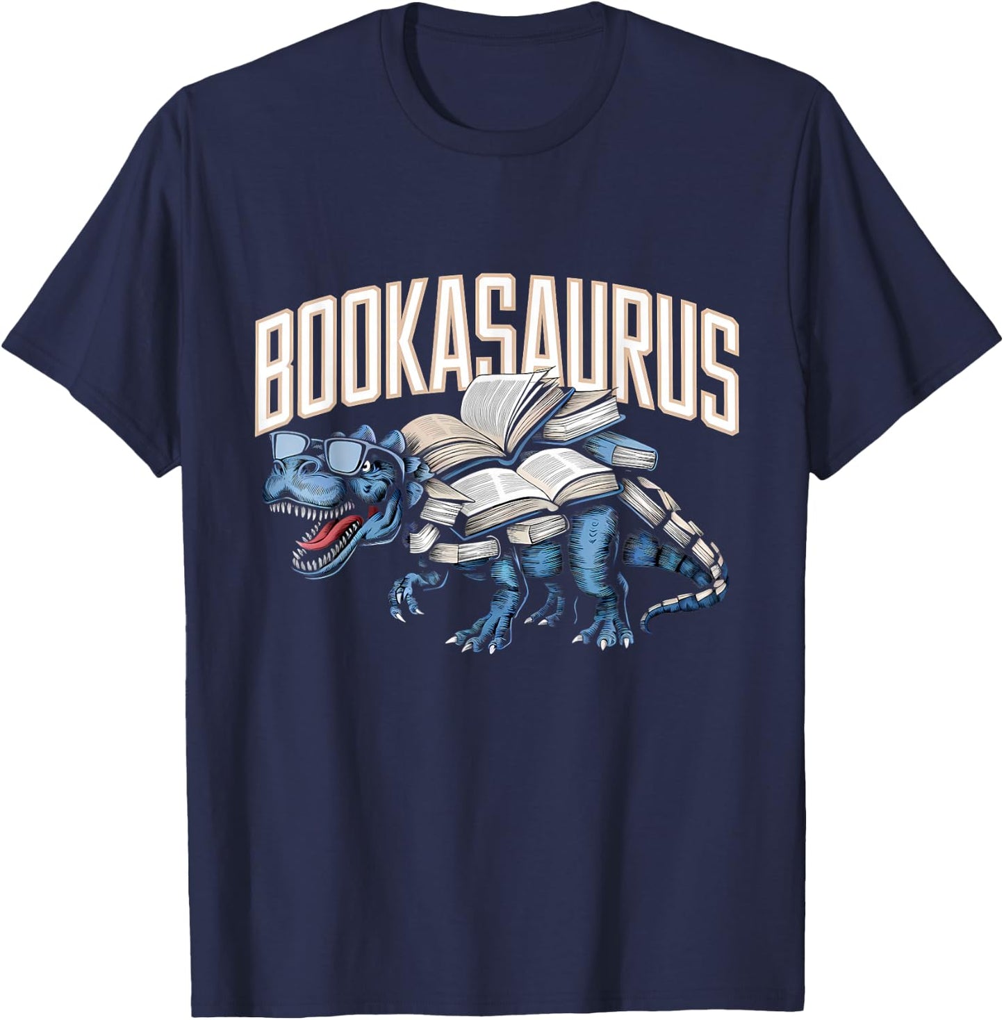 Book Dinosaur Bookworm T-Rex Dino Reading Books Funny Book T-Shirt - T-Shirt | Navy