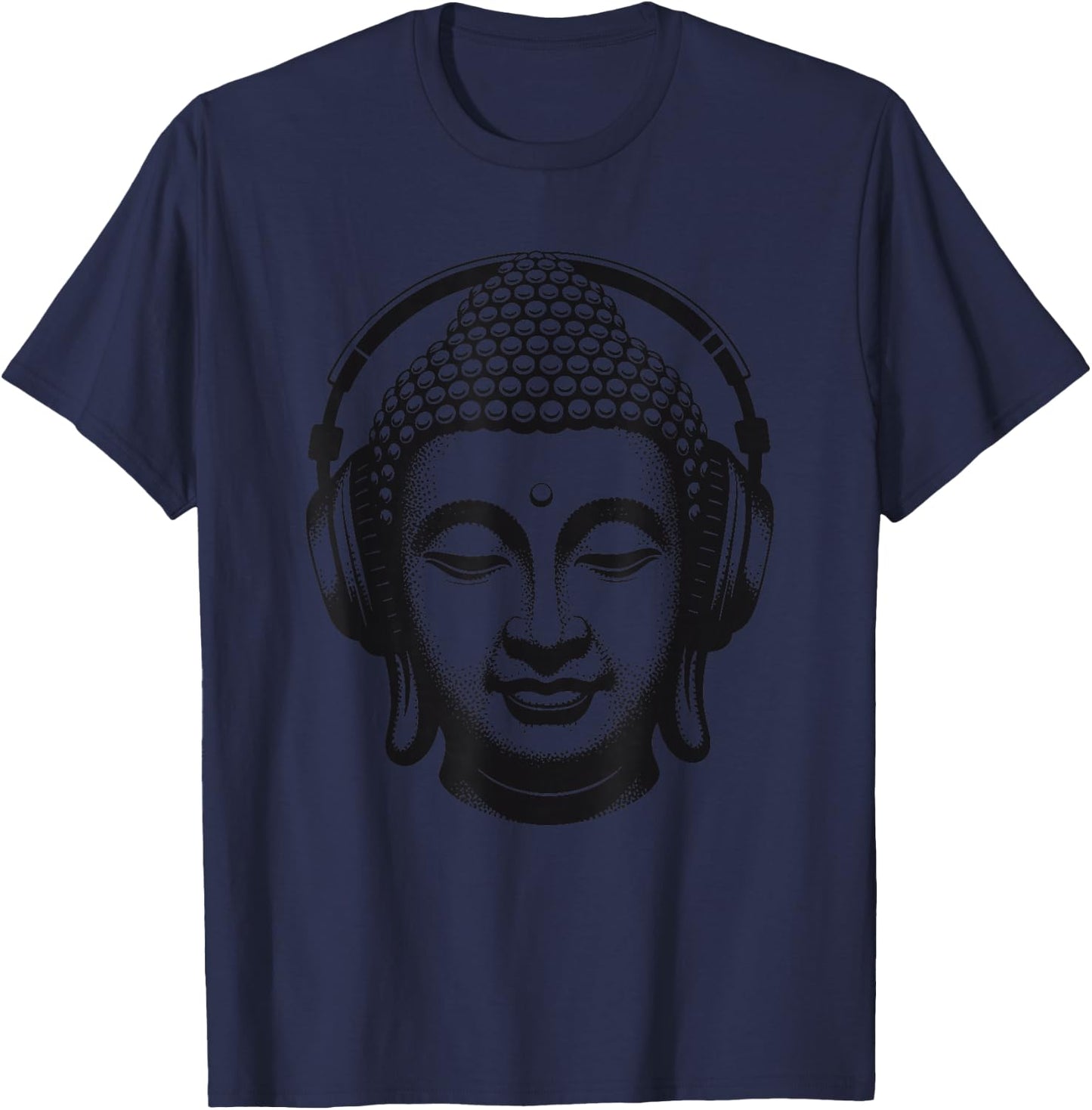 Buddha mit Kopfhörern Achtsamkeit Musik Boho Zen Buddhismus T-Shirt - T-Shirt | Navy