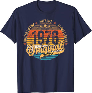 1976 Vintage Birthday Retro Vintage Men Women Gift T-Shirt - T-Shirt | Navy