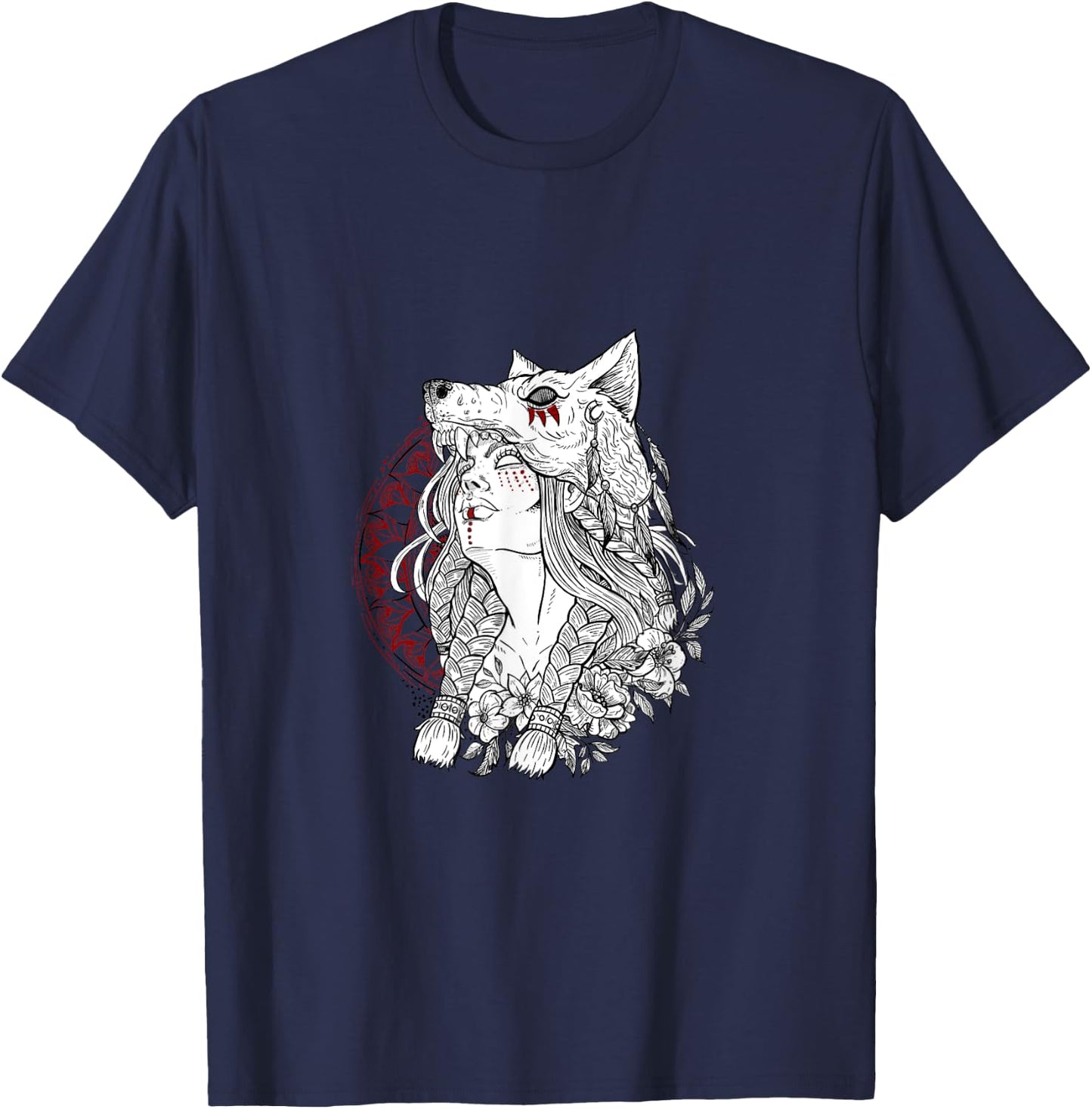 Heilung wolf shaman shirt for viking T-Shirt - T-Shirt | Navy