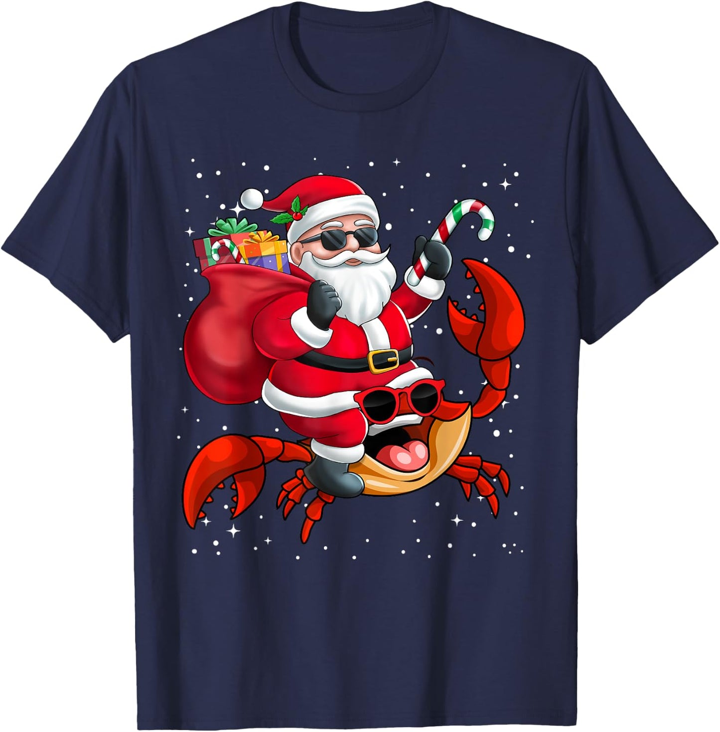 Santa Claus Riding A Crab Christmas Boy Girl Kids T-Shirt - T-Shirt | Navy