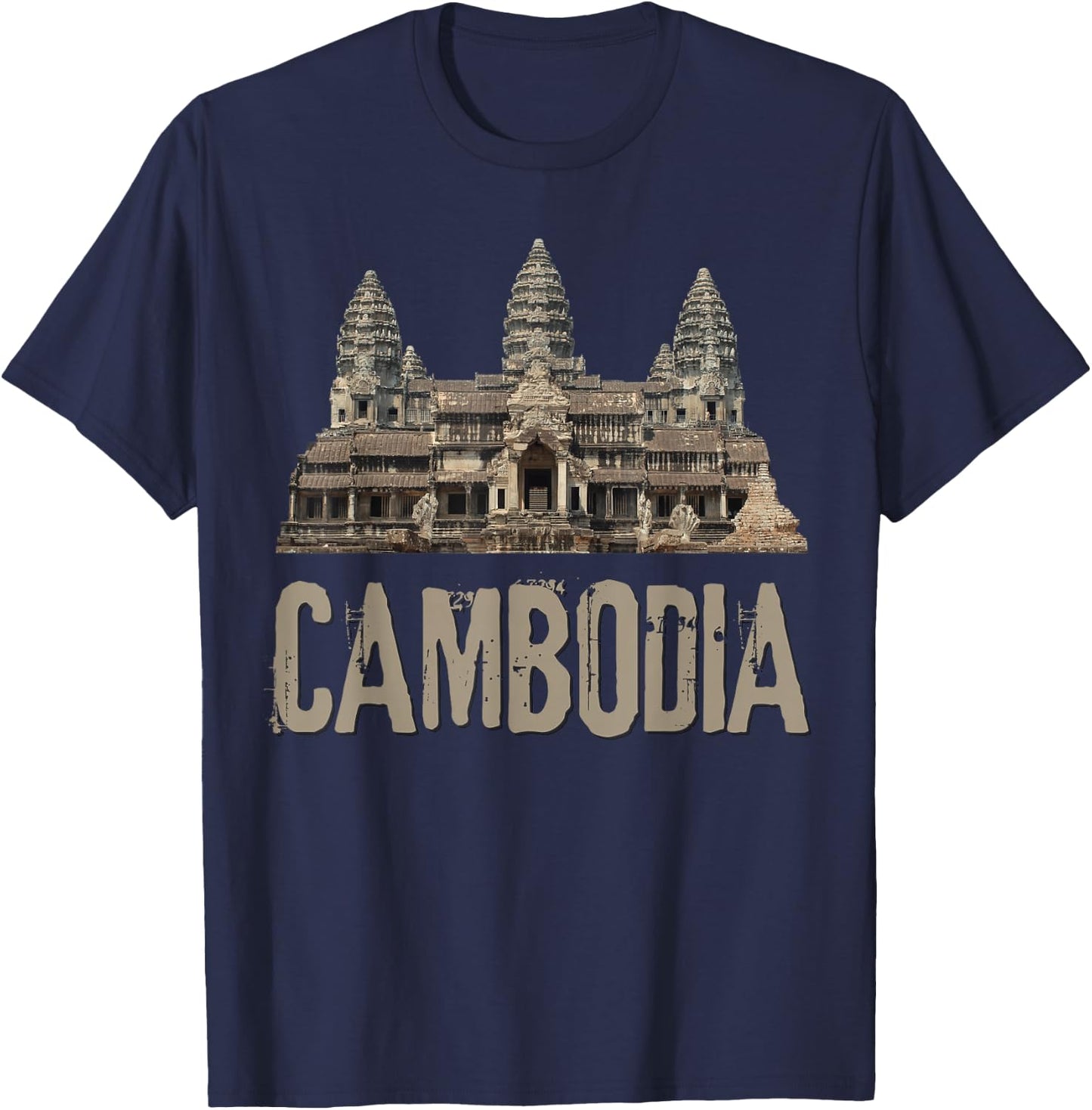 Cambodia Angkor Wat Khmer Historical Temple T-Shirt - T-Shirt | Navy