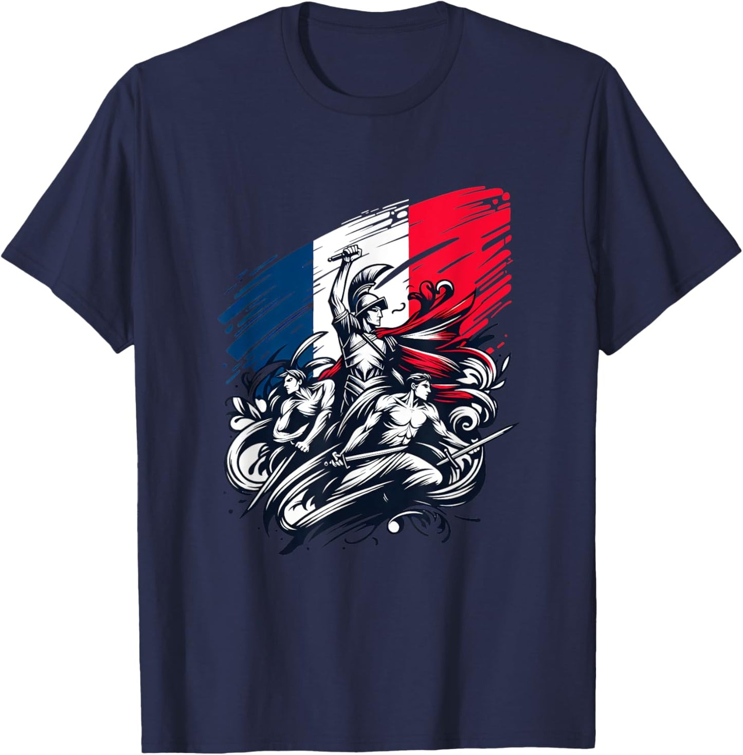 Vintage French Flag Banner Retro , Black, S T-Shirt - T-Shirt | Navy