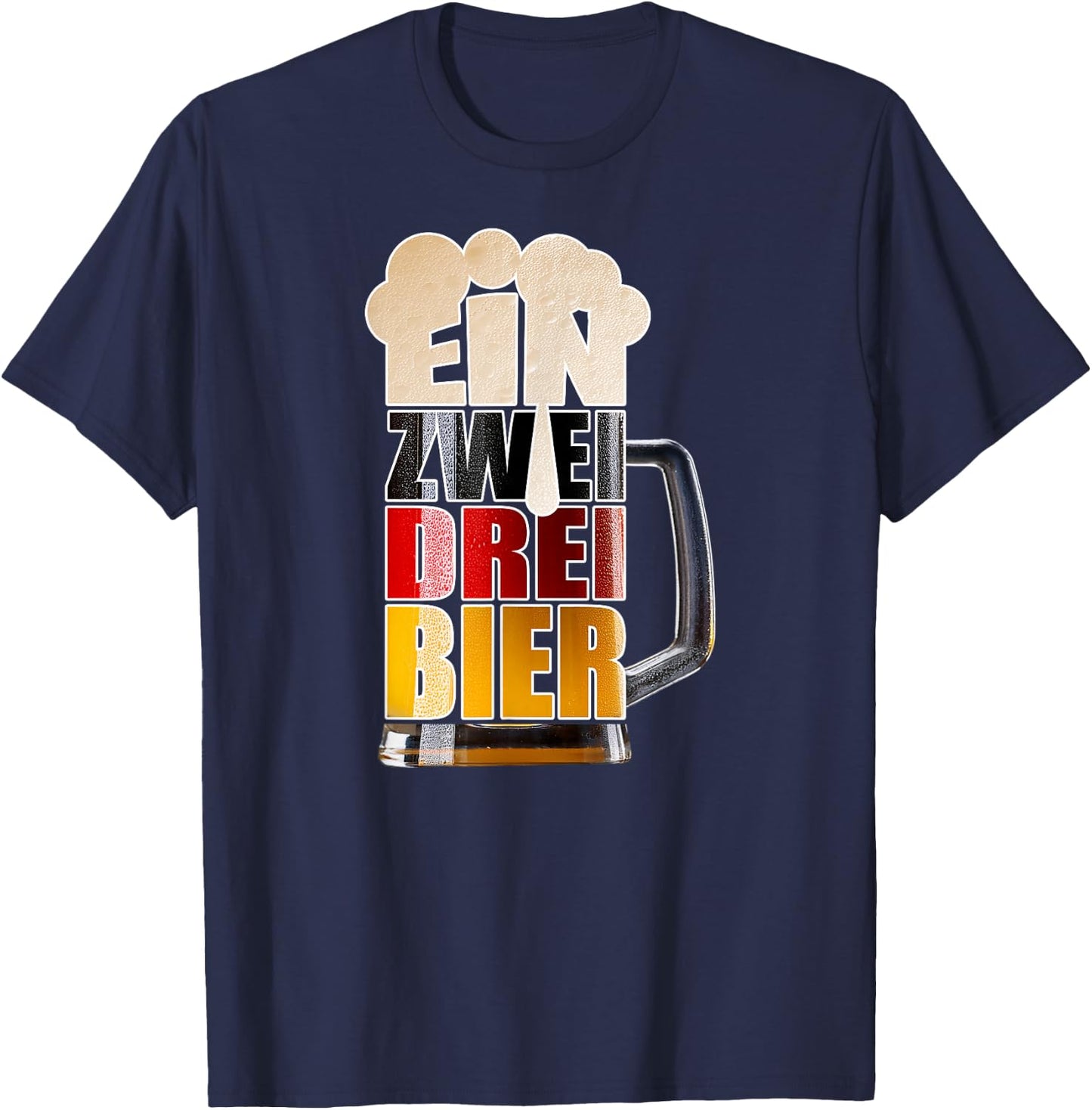 Ein Zwei Drei Beer Funny Easy Beer Mug Oktoberfest Costume , Black, S T-Shirt - T-Shirt | Navy