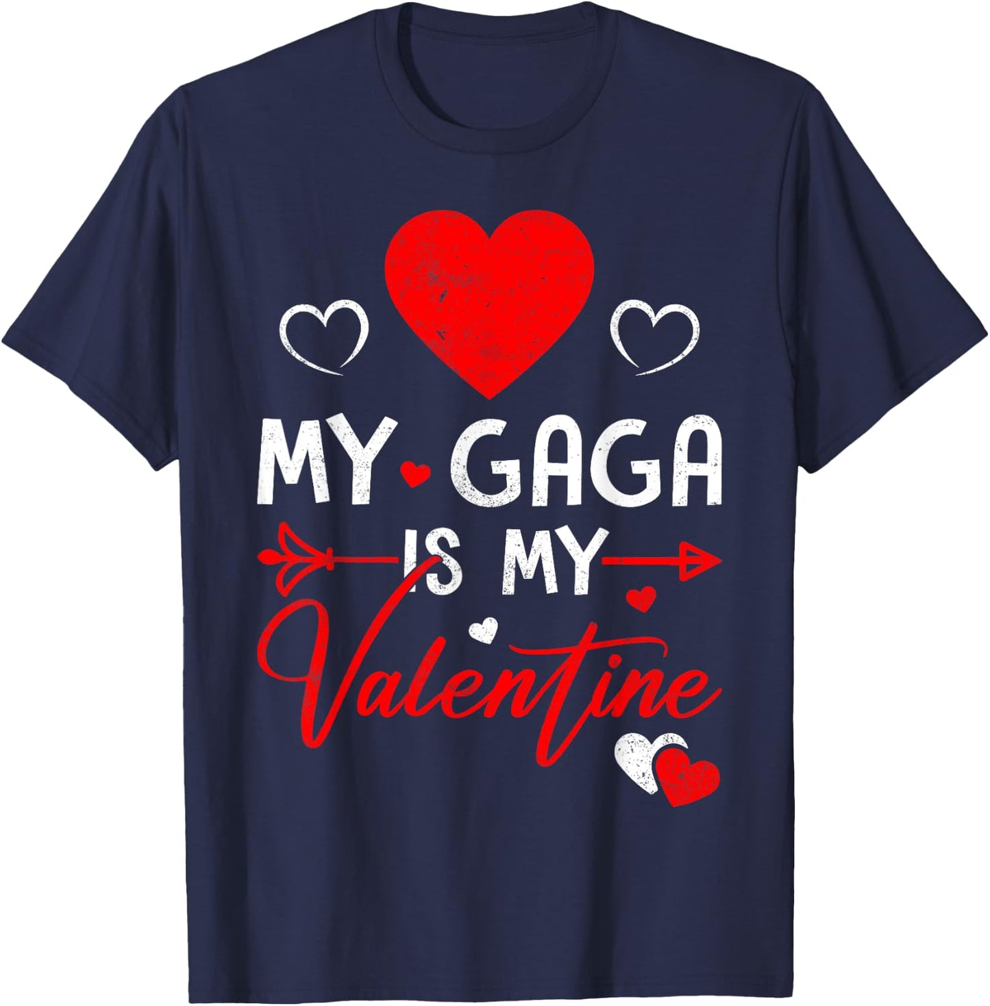 Family Matching Love Heart My Gaga Is My Valentine T-Shirt - T-Shirt | Navy