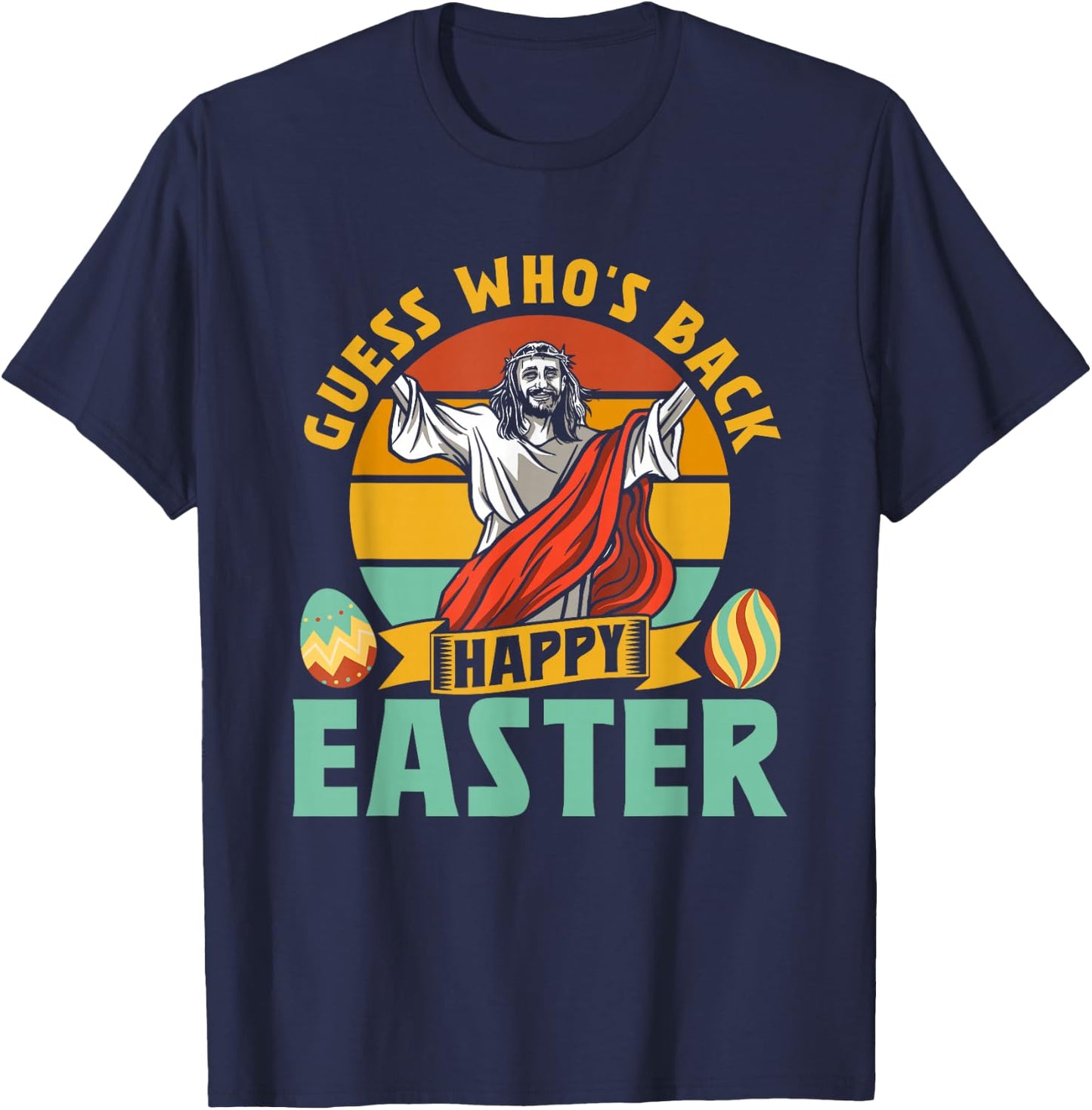 Guess Who Back Is Frohe Osterfest Easter Egg T-Shirt - T-Shirt | Navy