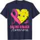 Pink Ribbon & Pickleball Ball Heart Breast Cancer Warrior T-Shirt - T-Shirt | Navy