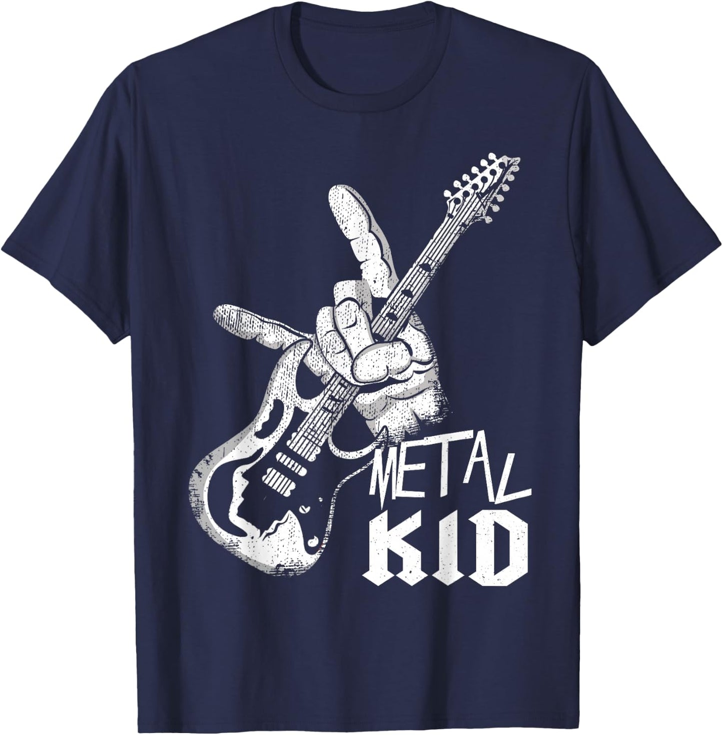 Rocker Hand Sign Metal Music Lover Guitarist Rock Metal Kid , black T-Shirt - T-Shirt | Navy