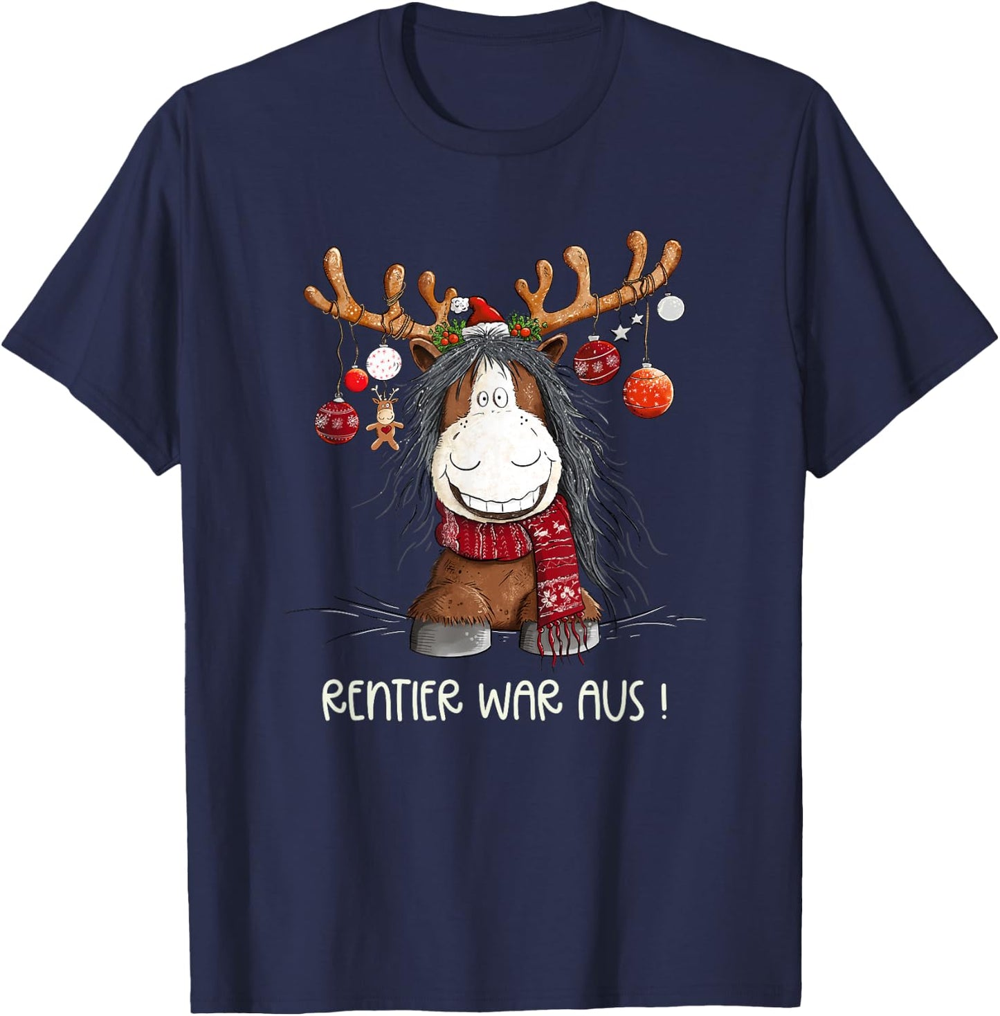 Christmas Horse Saying Reindeer War Aus Christmas Motif , black T-Shirt - T-Shirt | Navy